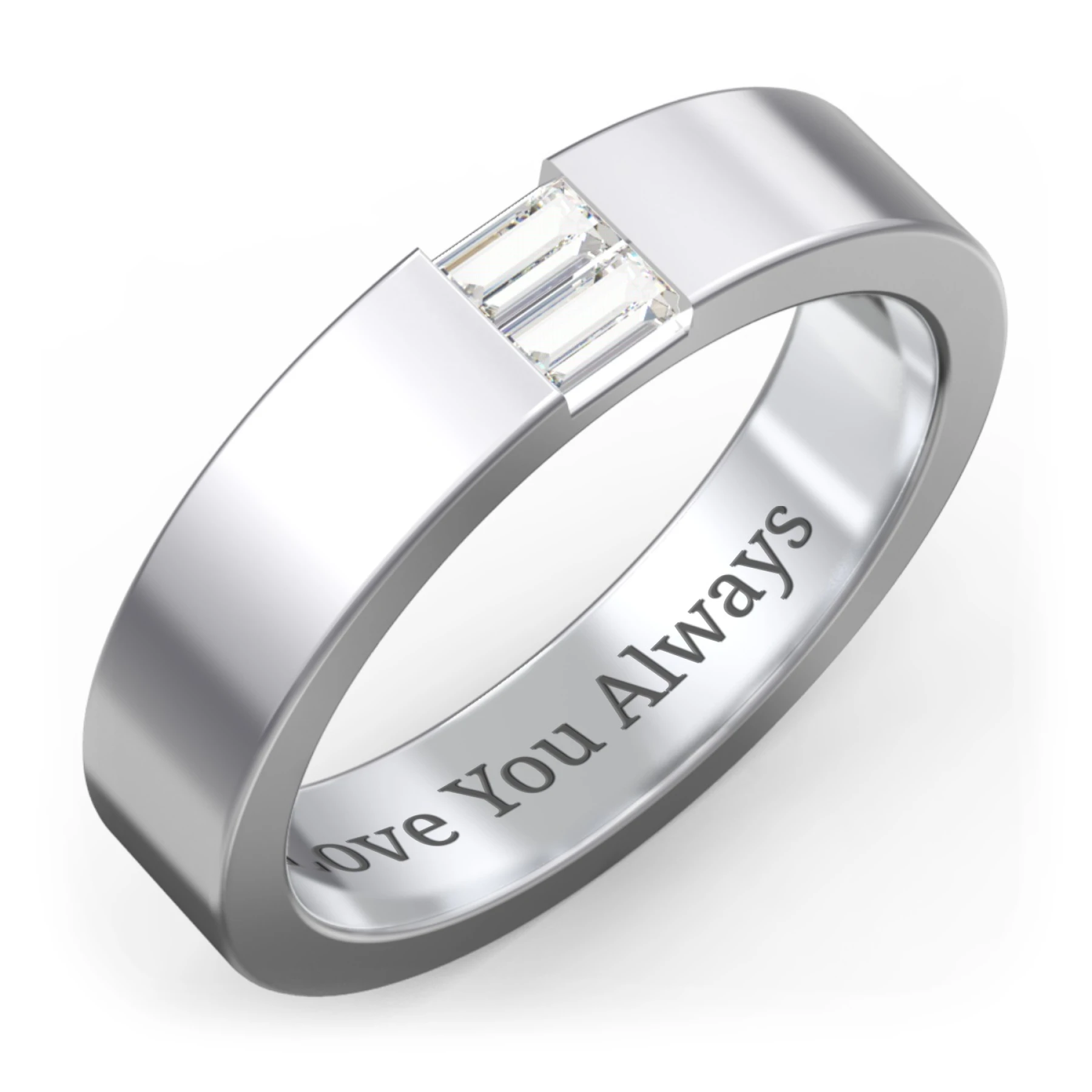 Men’s Baguette Gemstone Wedding Band - view 1