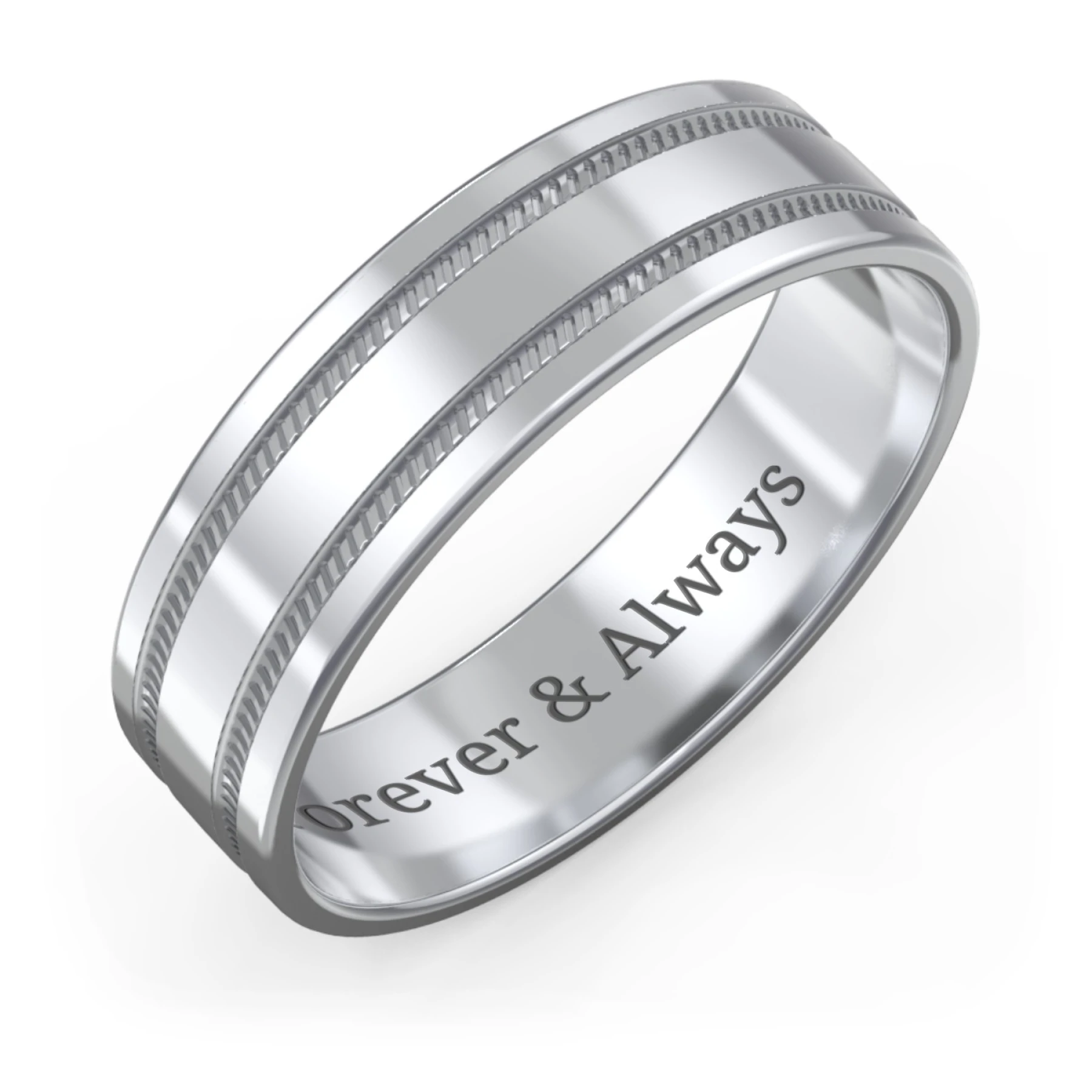 Men’s Wedding Band with Grooved Rope Texture - view 1