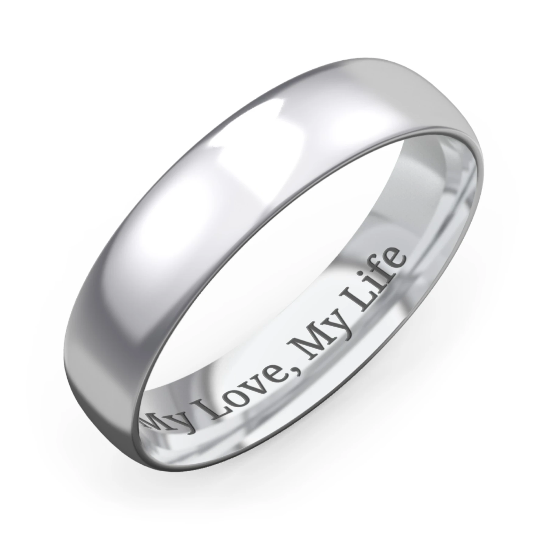 Men's Half Round Comfort Fit Wedding Band - 5mm Width