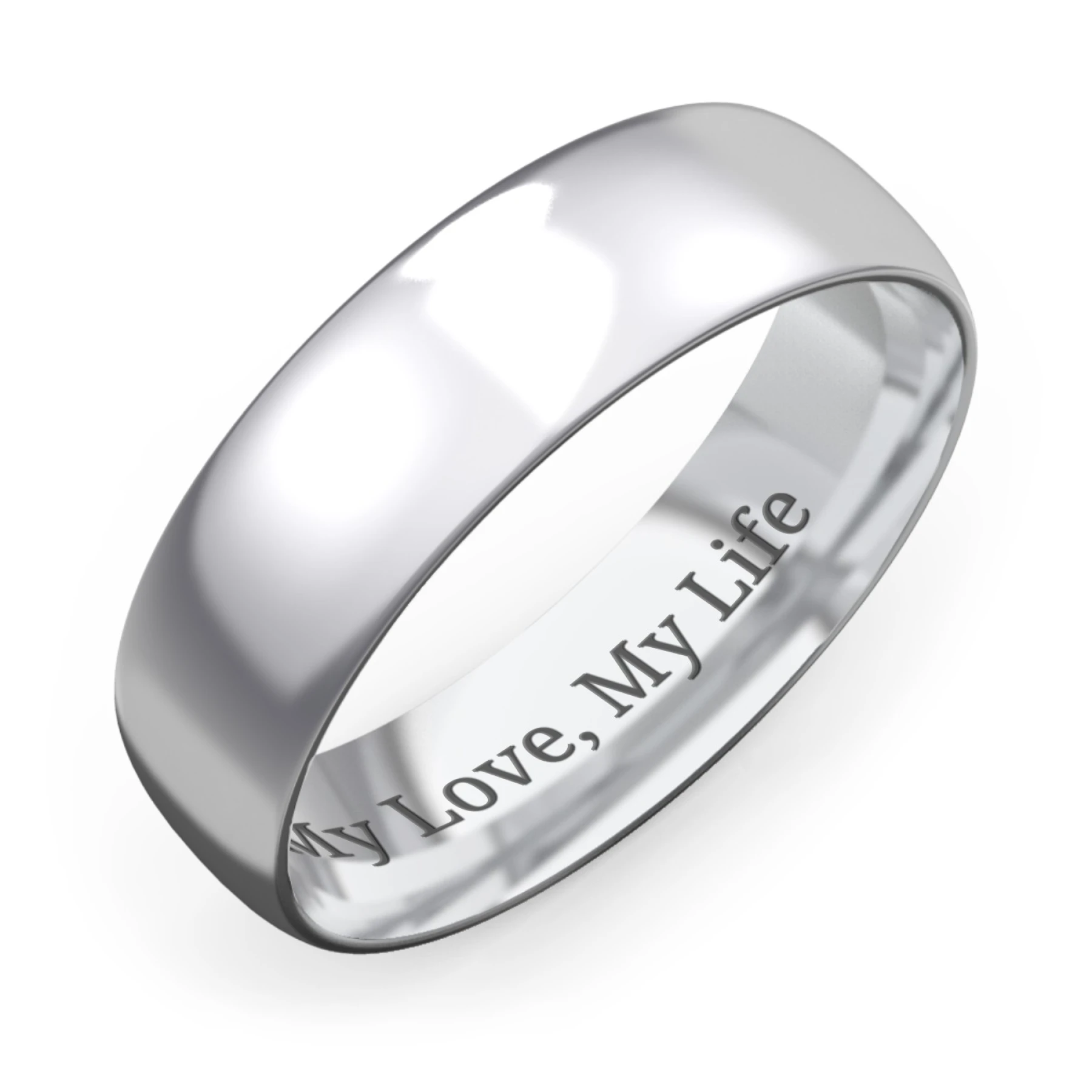 Men's Half Round Comfort Fit Wedding Band - 6mm Width
