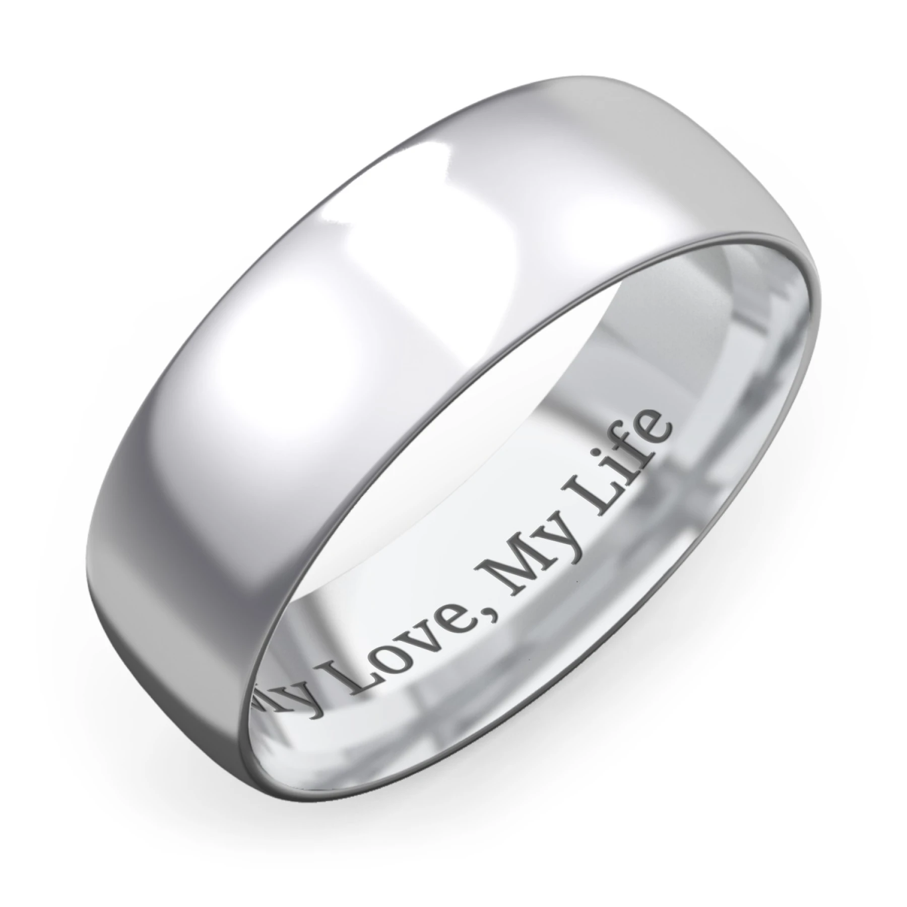 Men's Half Round Comfort Fit Wedding Band - 7mm Width