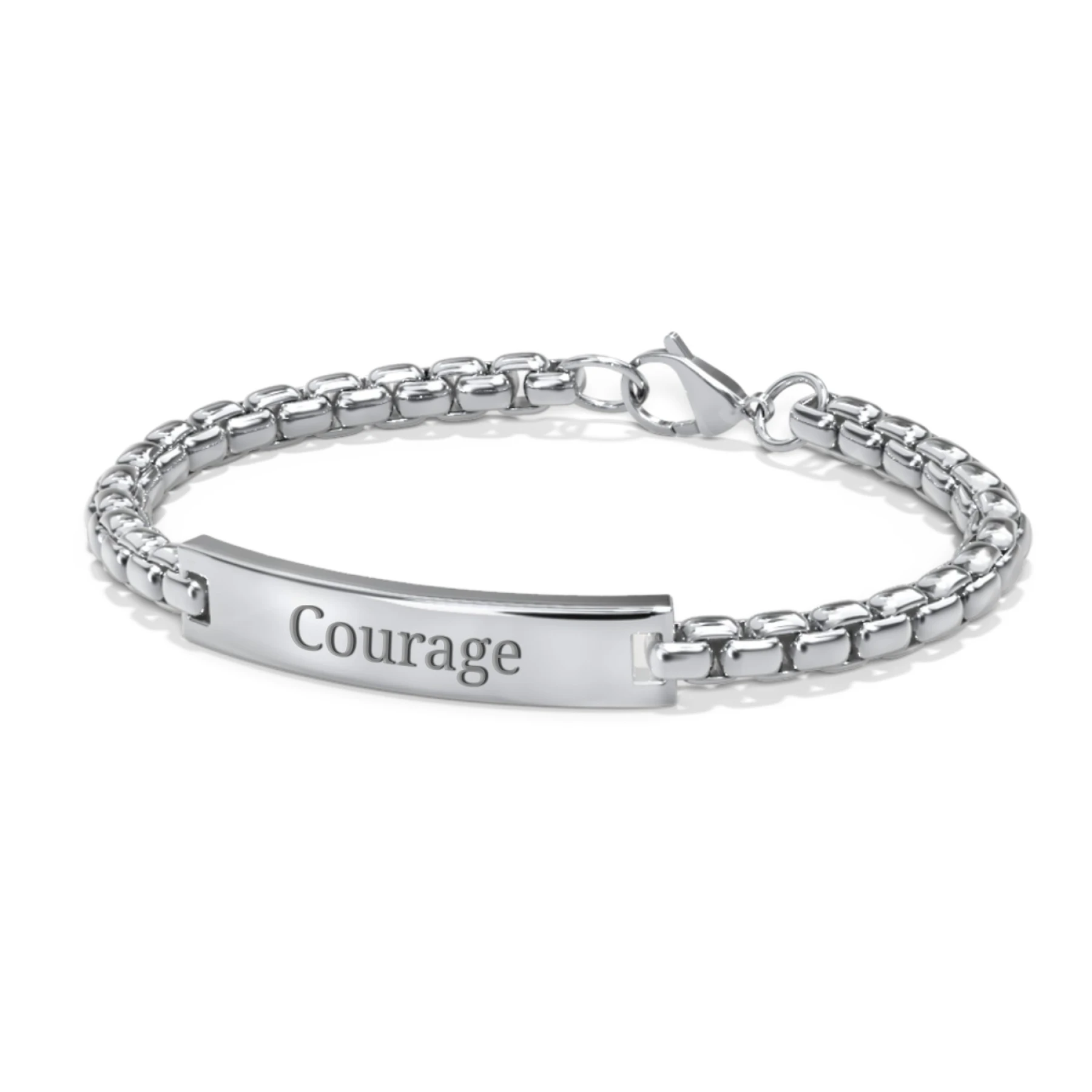 Men’s Engravable 8" Stainless Steel Rounded Chain Link ID Bracelet - view 1