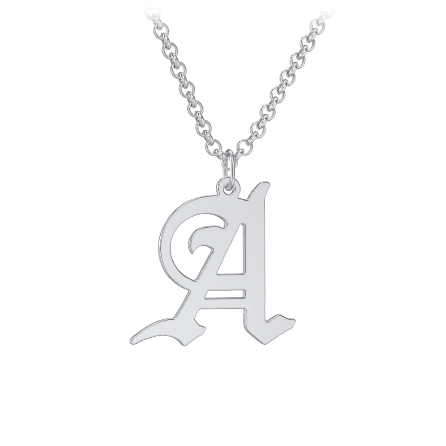 Men's Gothic Initial Pendant Necklace - A