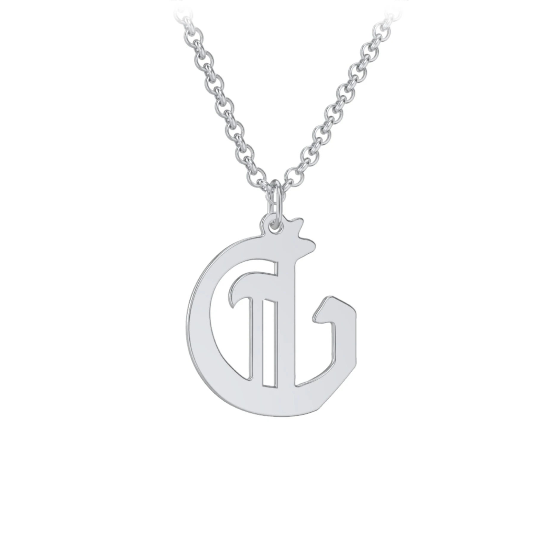 Men's Gothic Initial Pendant Necklace - G