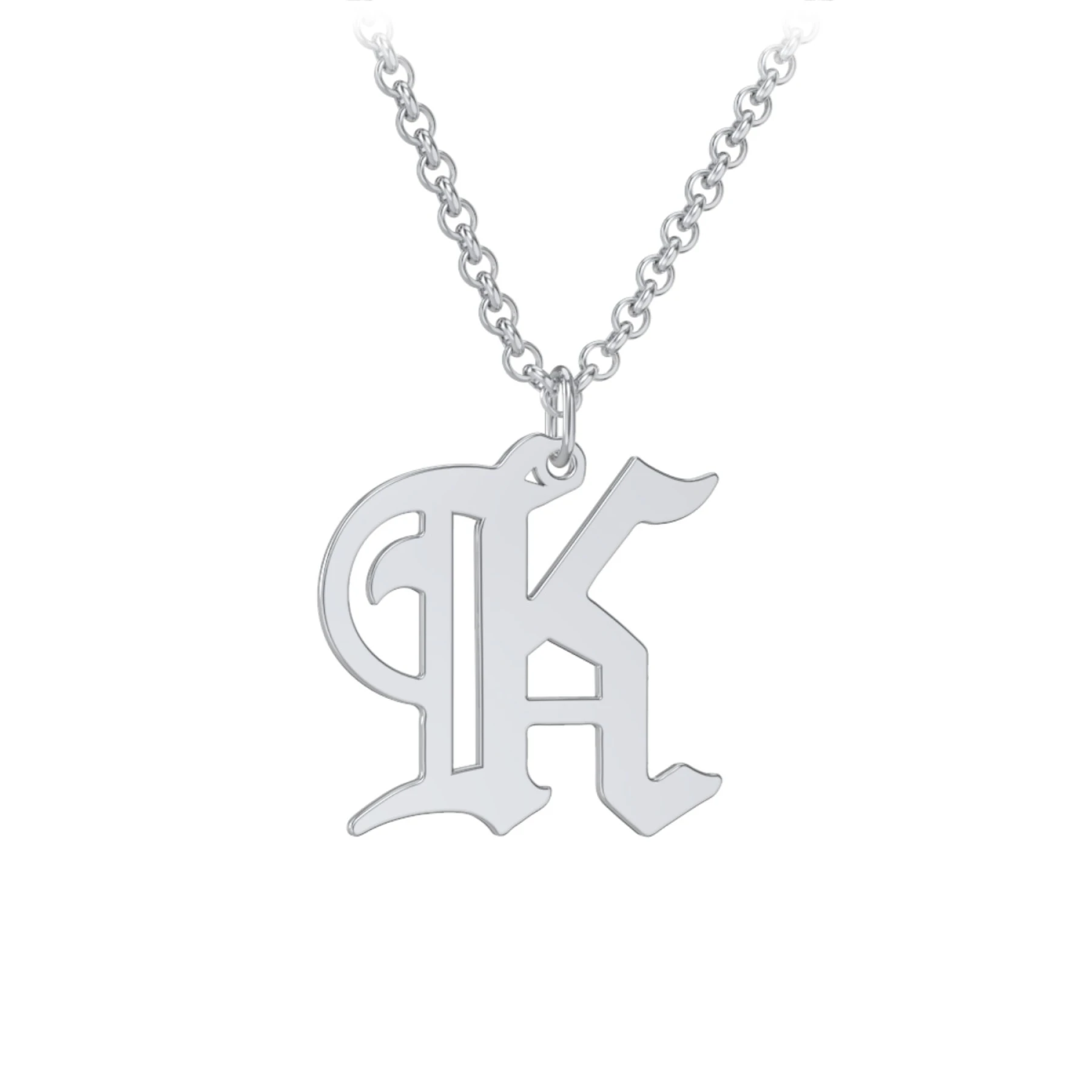 Men's Gothic Initial Pendant Necklace - K