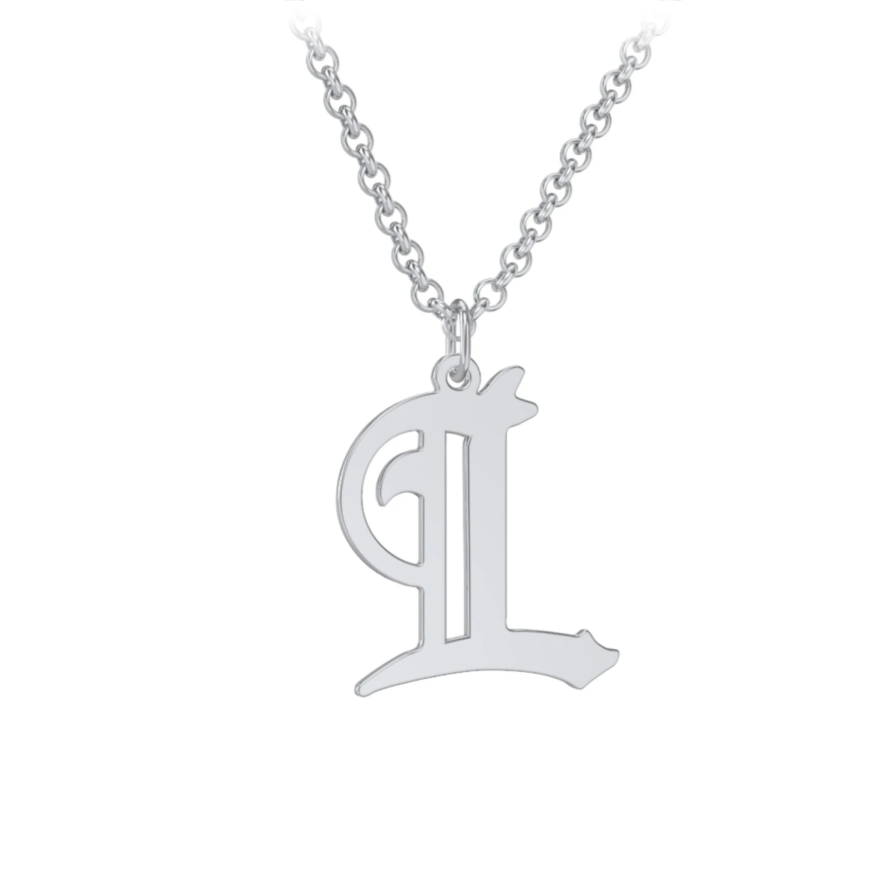 Men's Gothic Initial Pendant Necklace - L