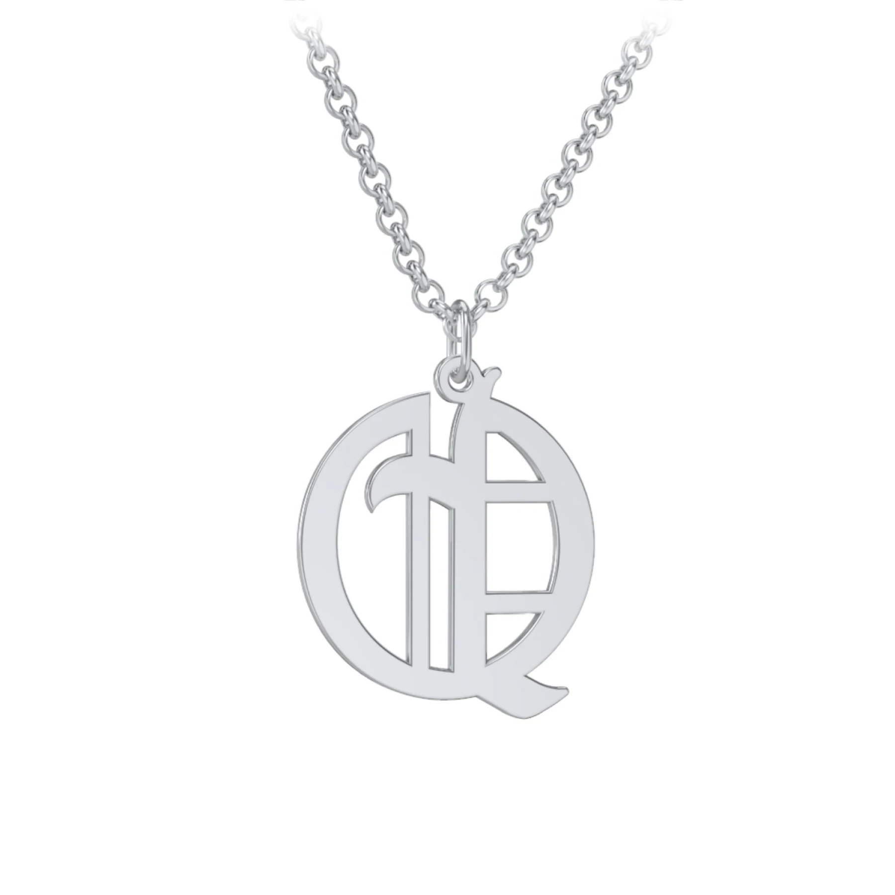 Men's Gothic Initial Pendant Necklace - Q