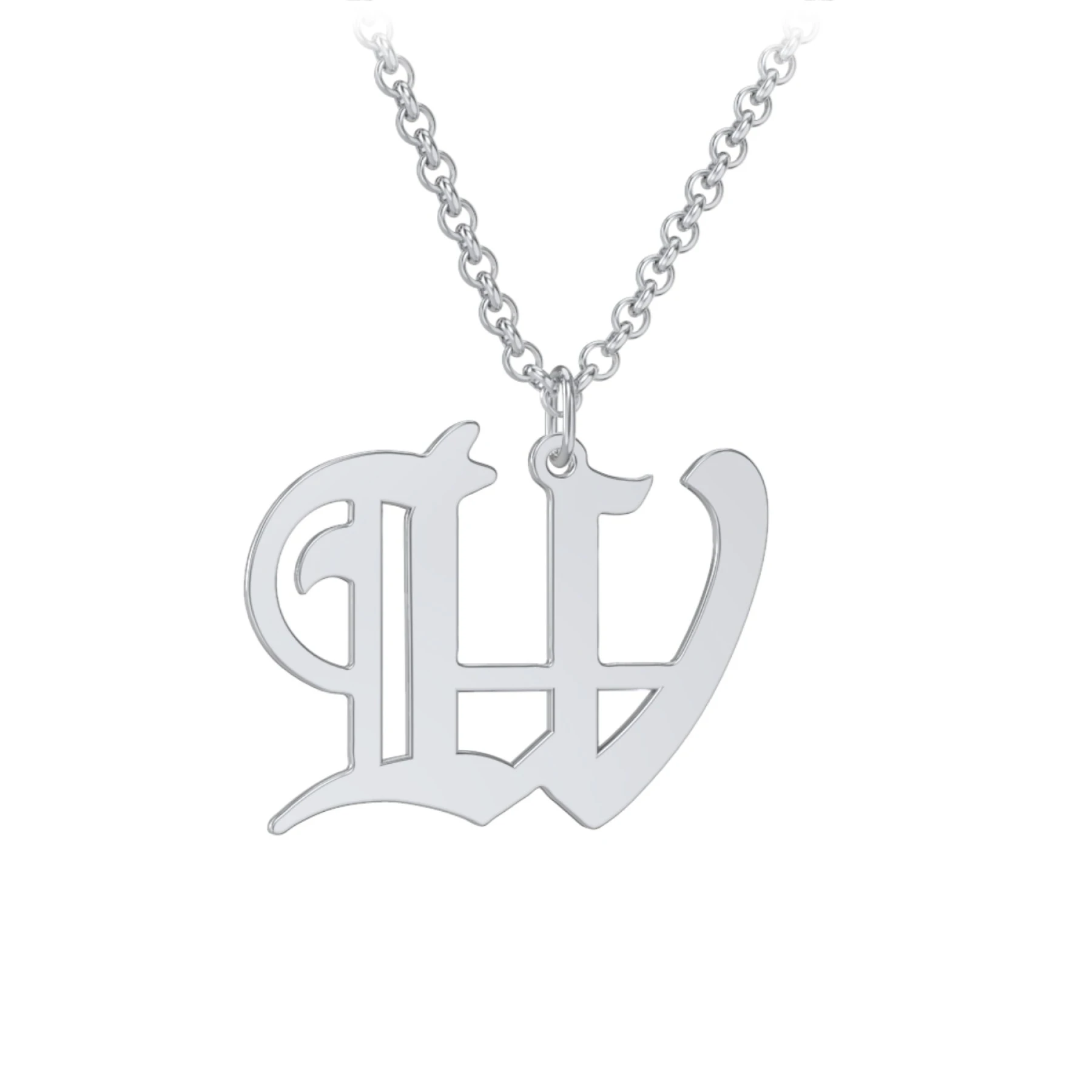 Men's Gothic Initial Pendant Necklace - W