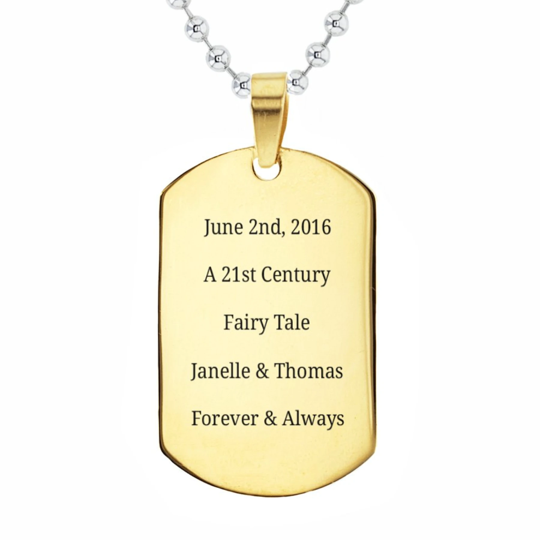 Engravable Gold-Plated Dog Tag Necklace