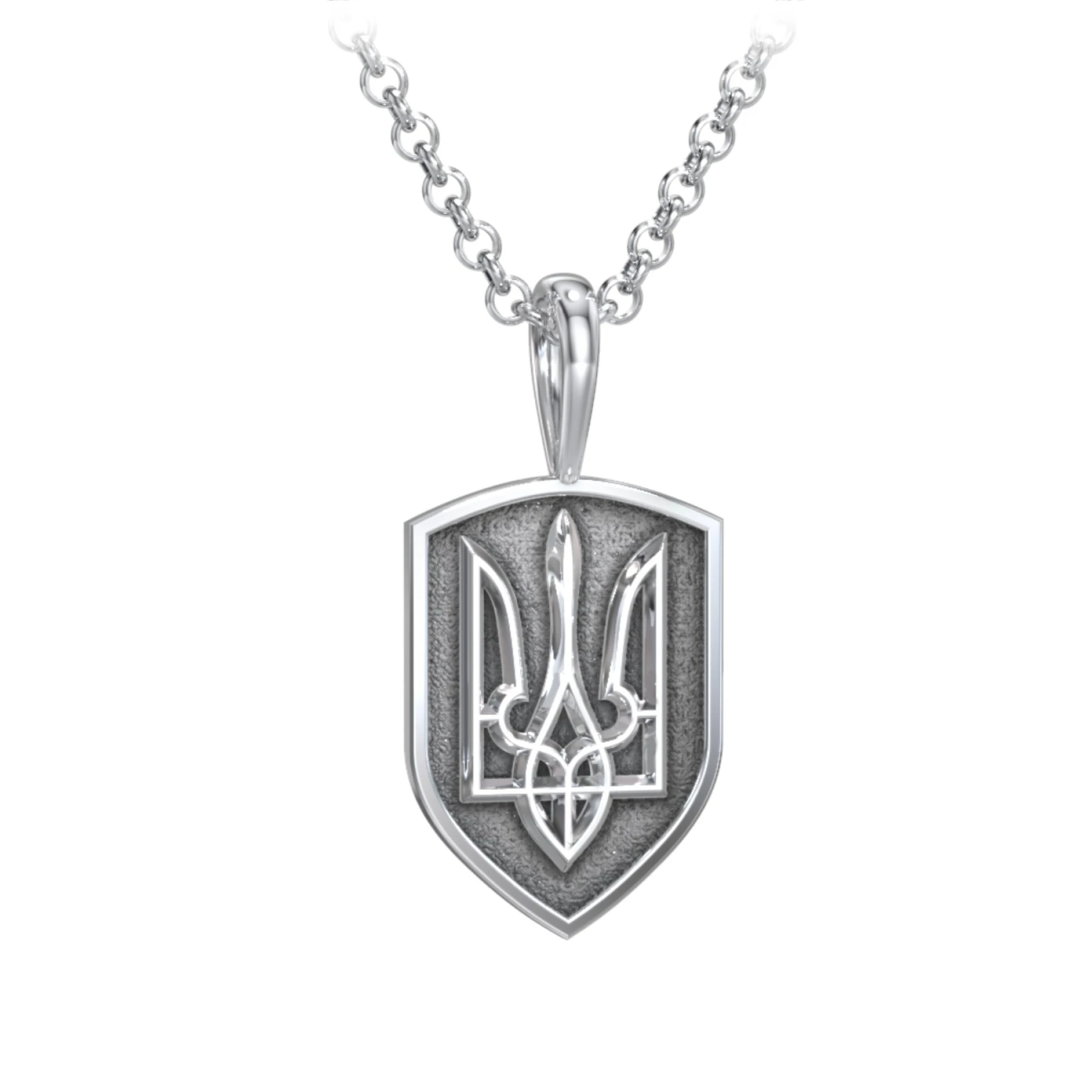 Men's Engravable Ukraine Coat Of Arms Shield Necklace - view 1