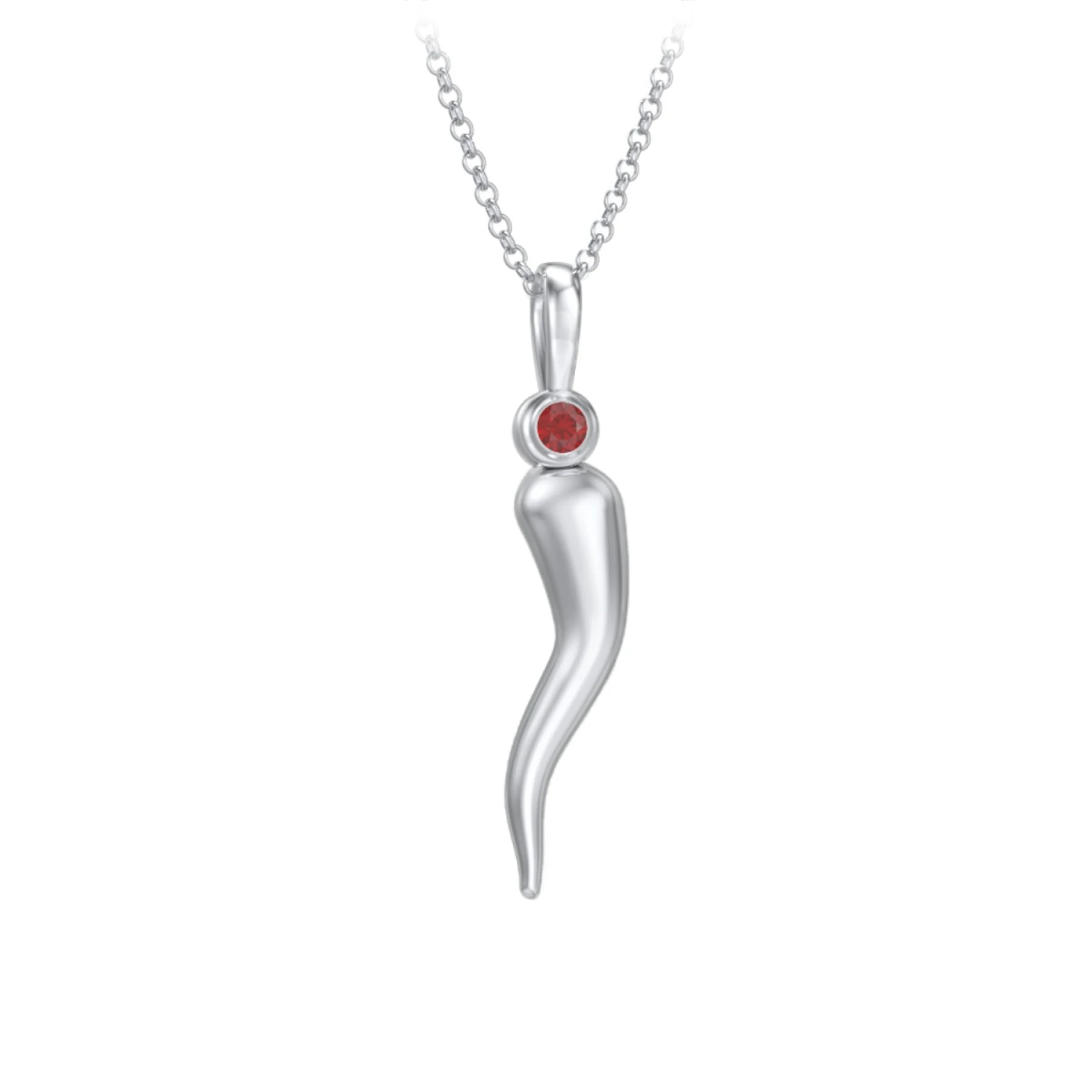 Men's Italian Horn Necklace with 2 Birthstones