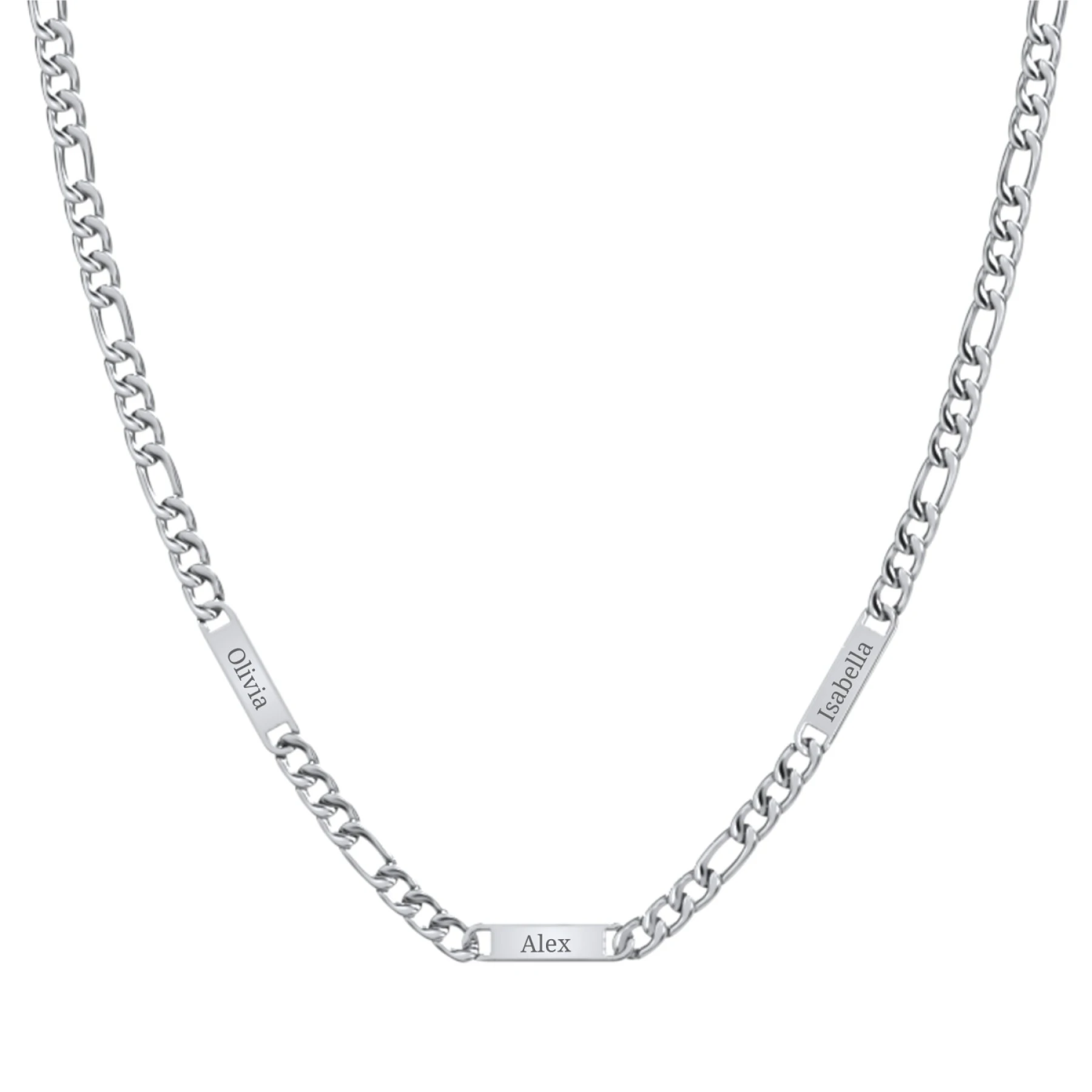 Men’s Figaro Chain with 3 Engravable Bars