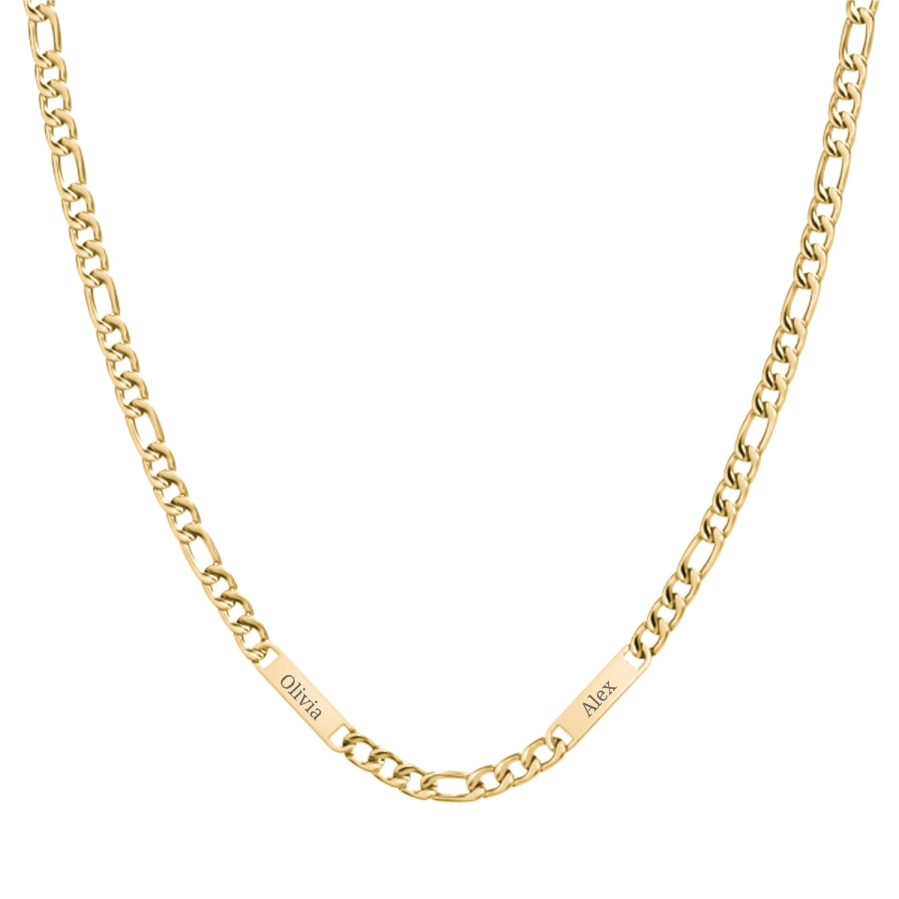 Men’s Figaro Chain with 2 Engravable Bars