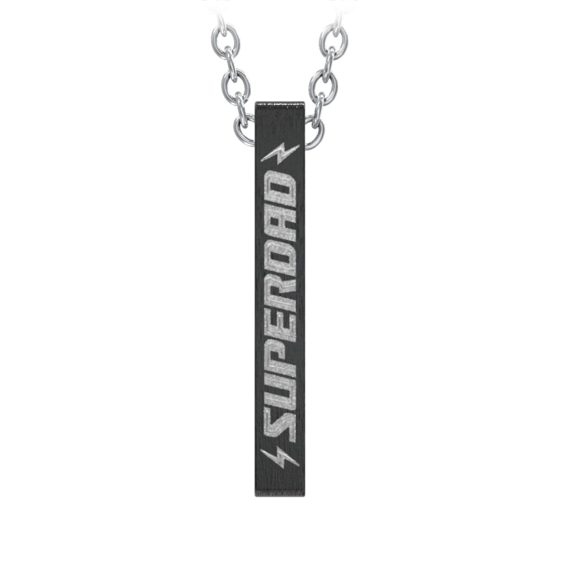 Men’s Engravable SUPERDAD Black 3D Bar Necklace