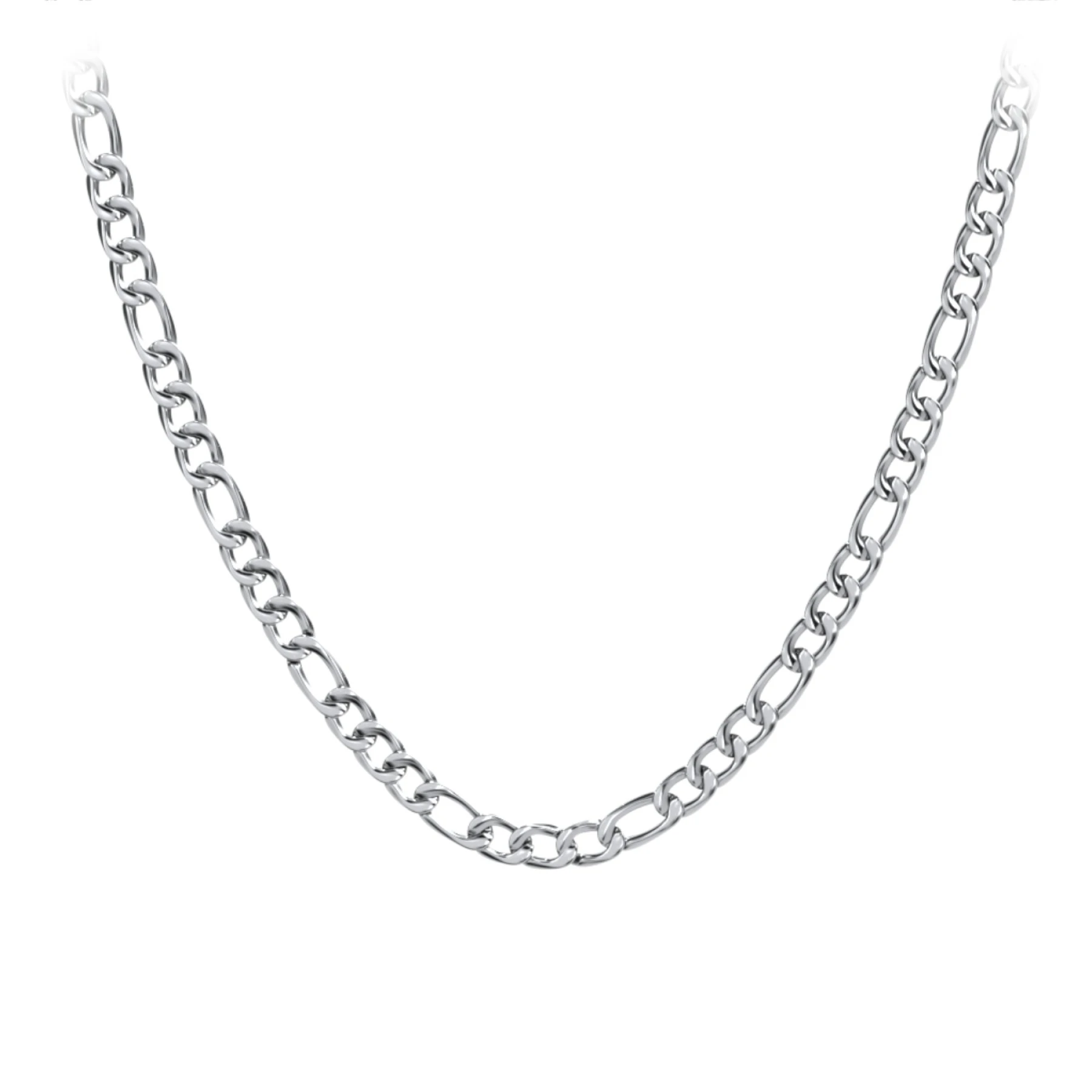 Men's 20" Figaro Chain Necklace in Stainless Steel - 8mm - view 1