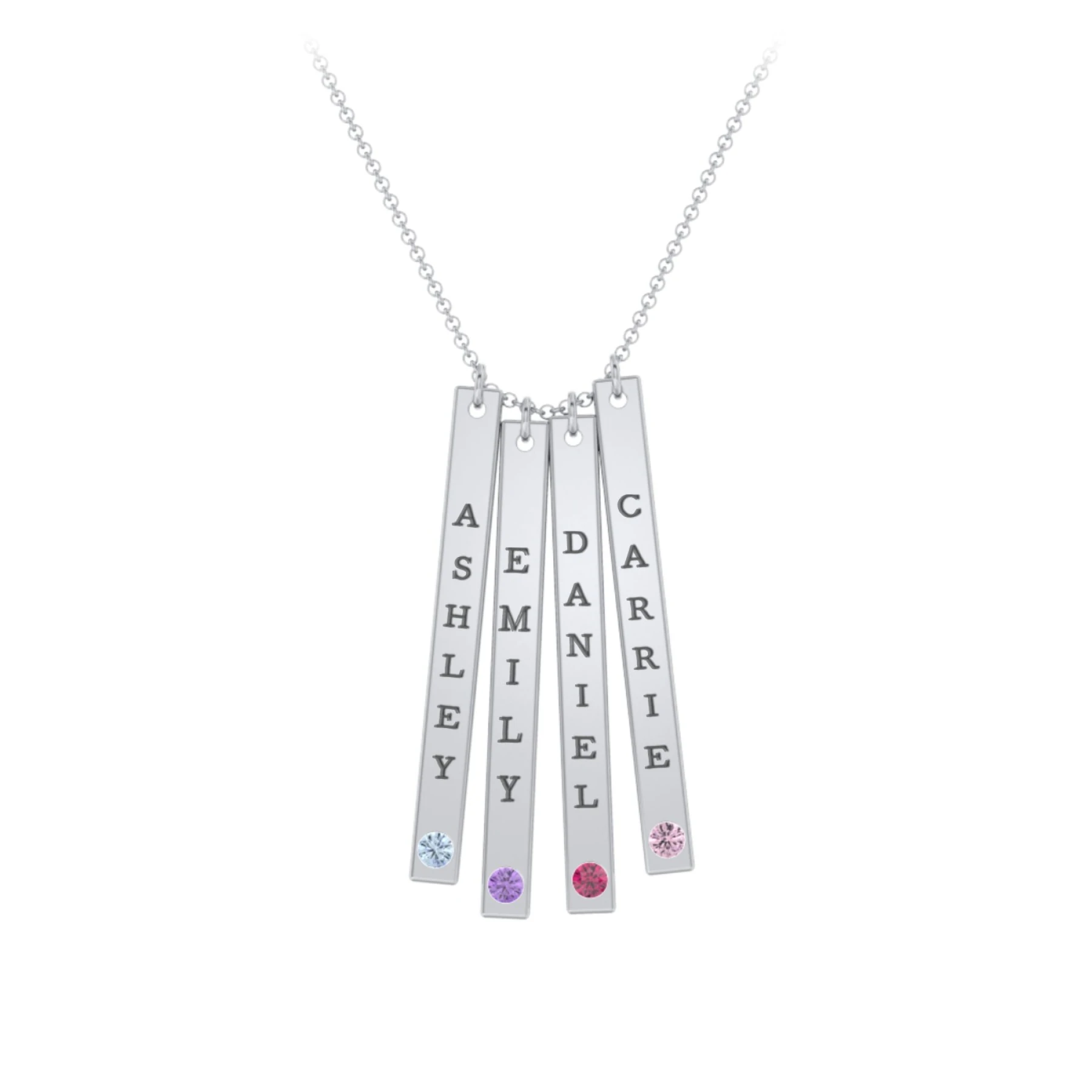 Multi Vertical Birthstone Bar Pendant - 4 Bar