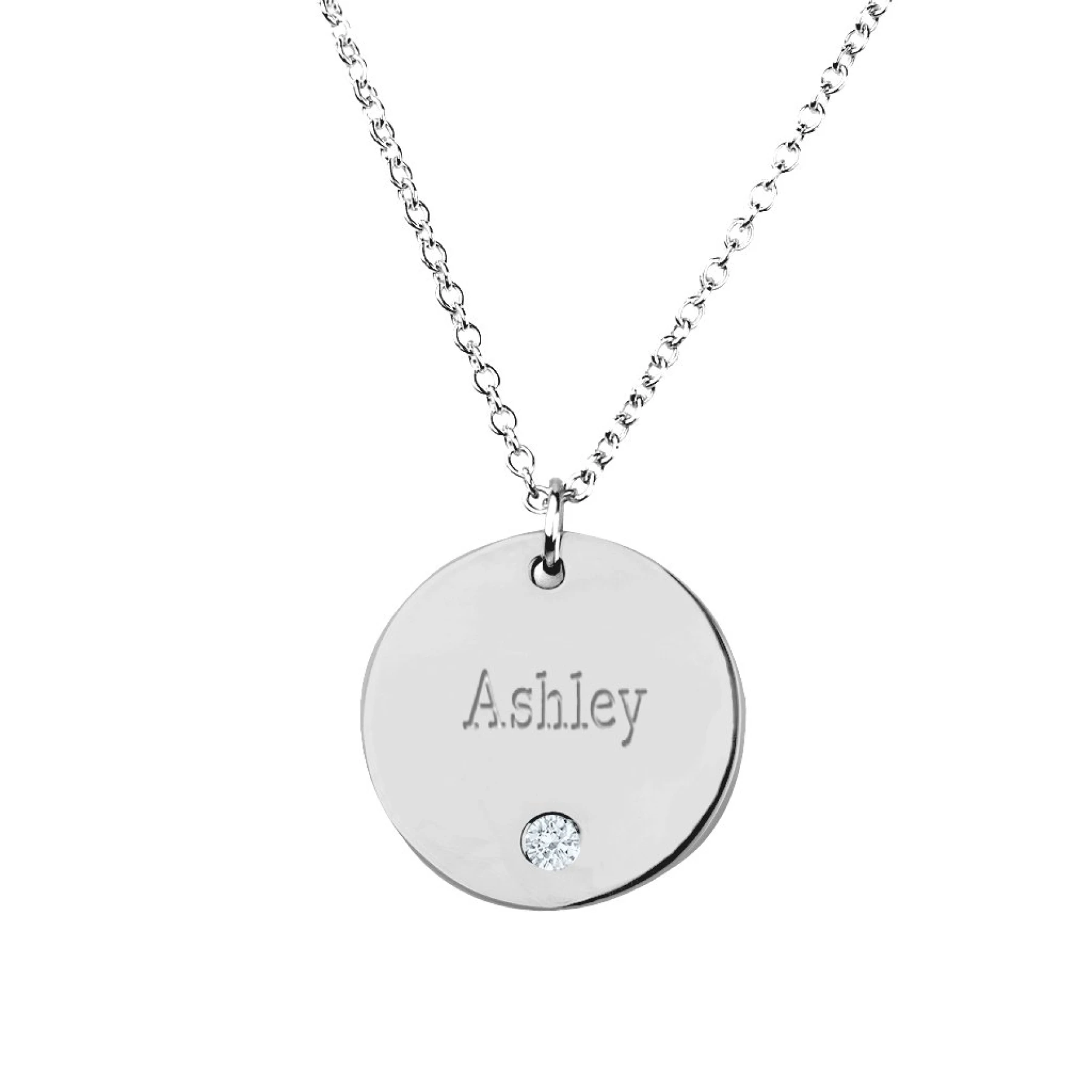 Birthstone Name Disc Pendant - view 1