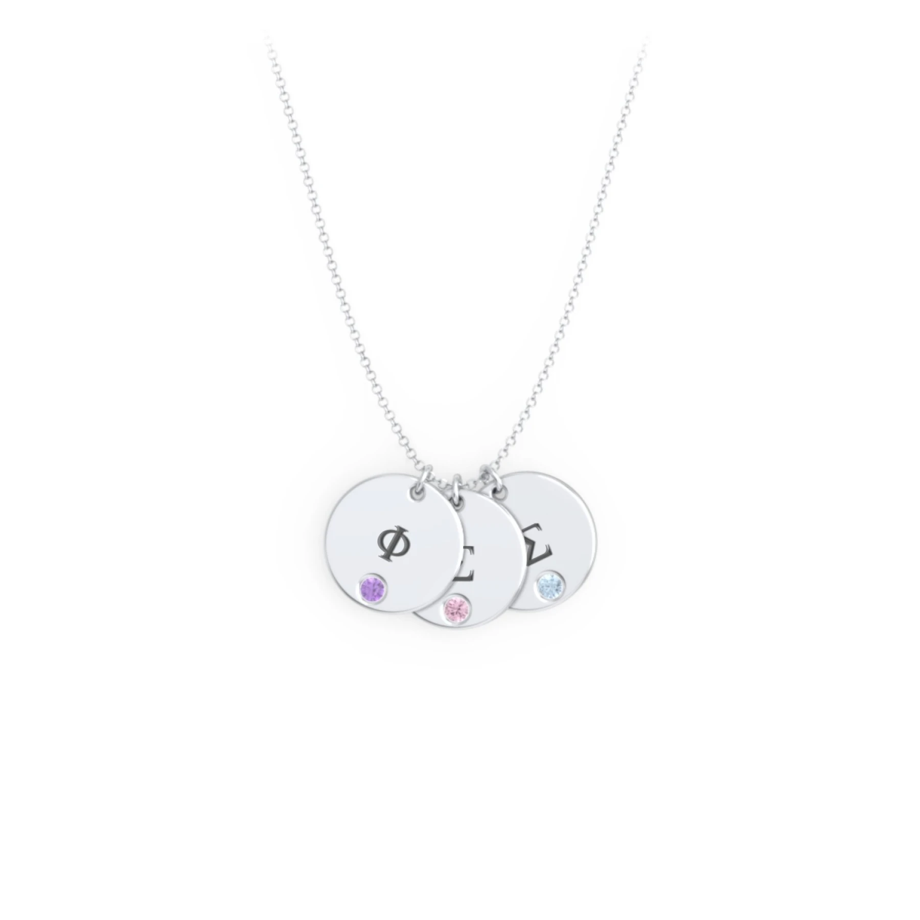 Engravable Disc Sorority Pendant with Birthstone