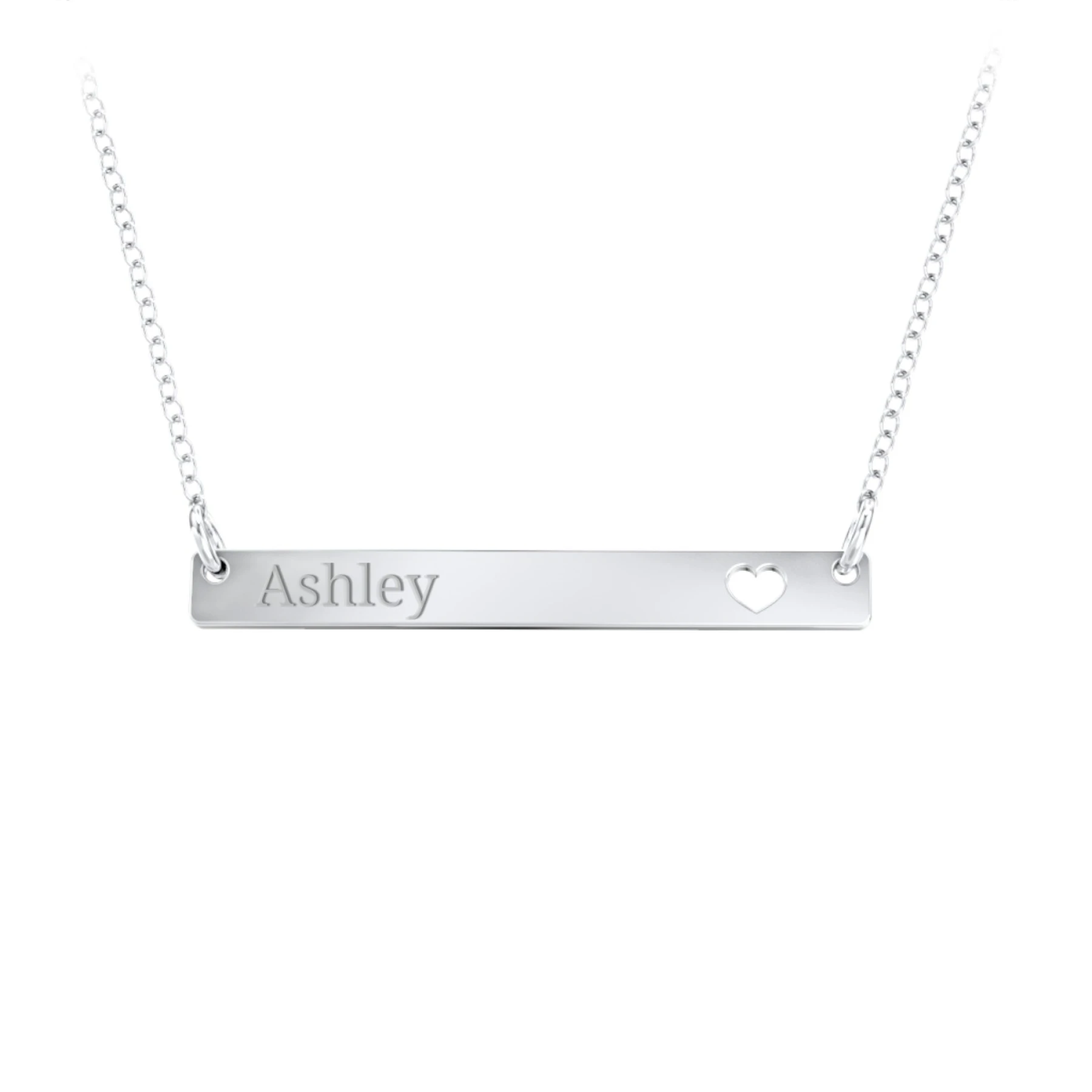 Engravable Bar Pendant with Cutout Heart