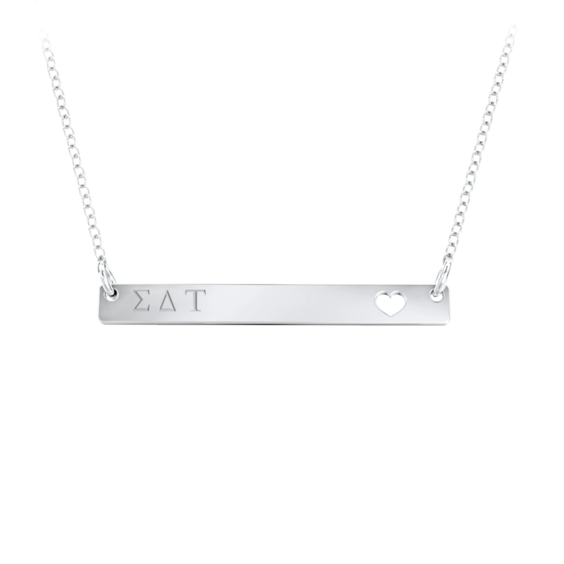 Engravable Bar Sorority Pendant with Cutout Heart