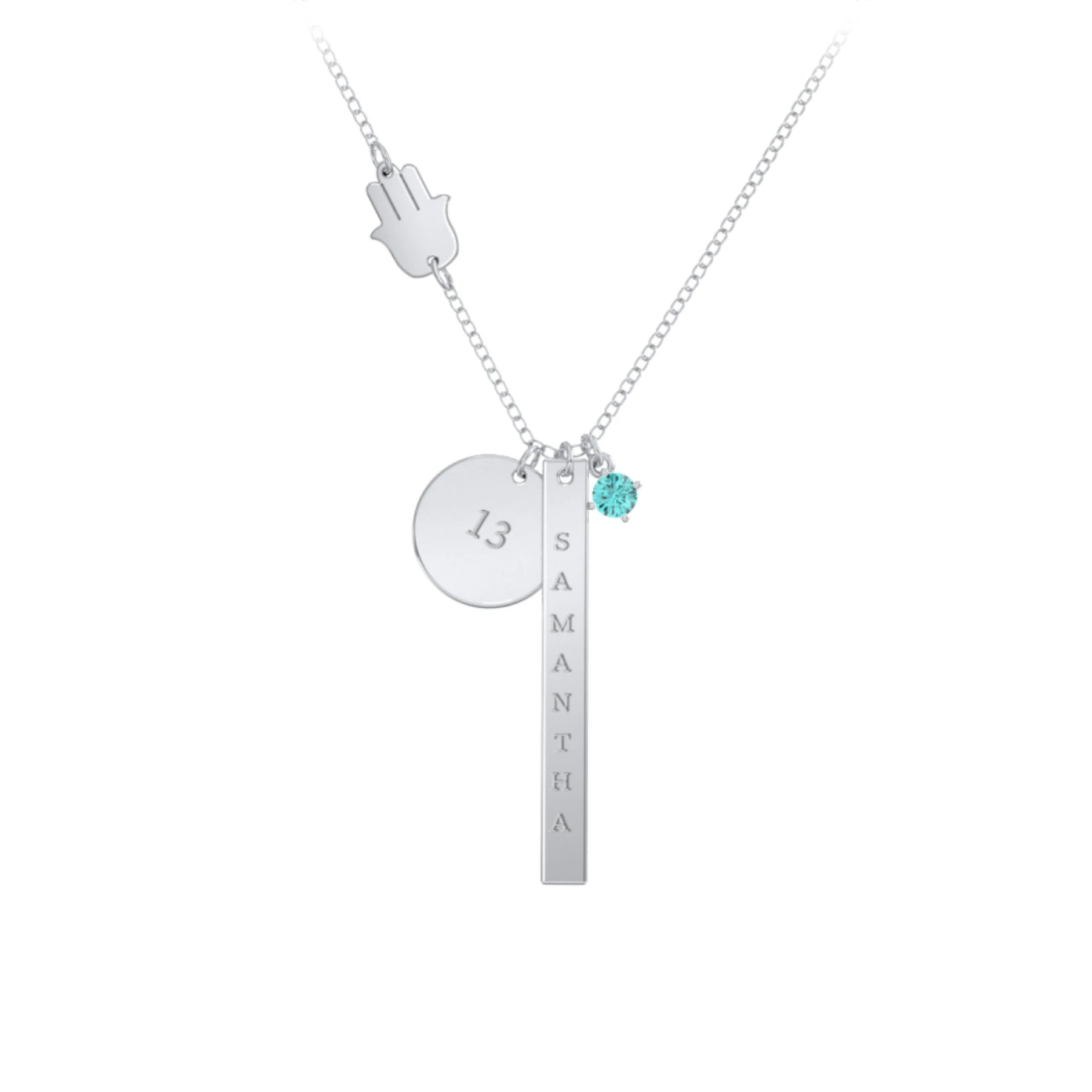 Milestone Necklace with Hamsa Charm