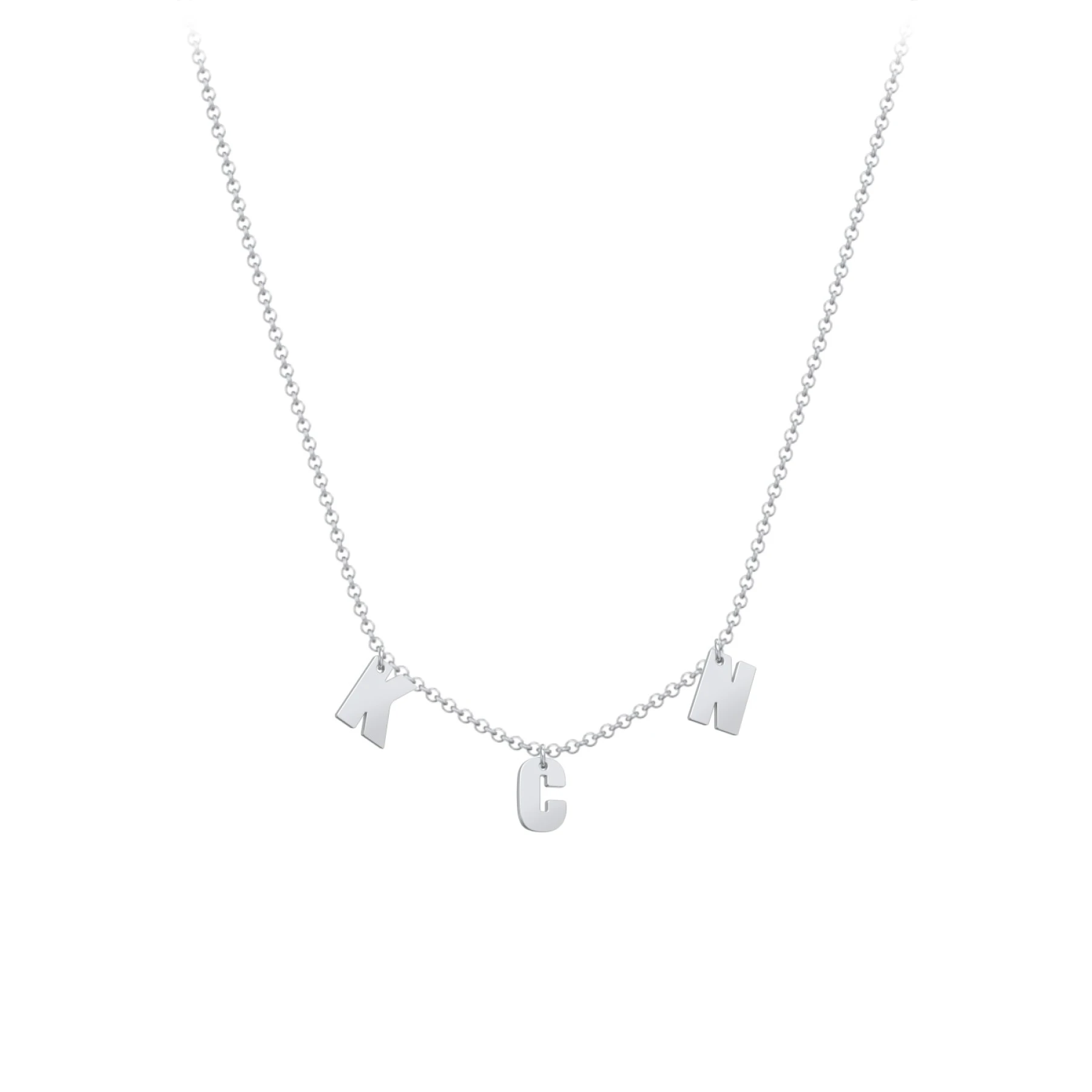 Initial Necklace with 3 Letters - Modern