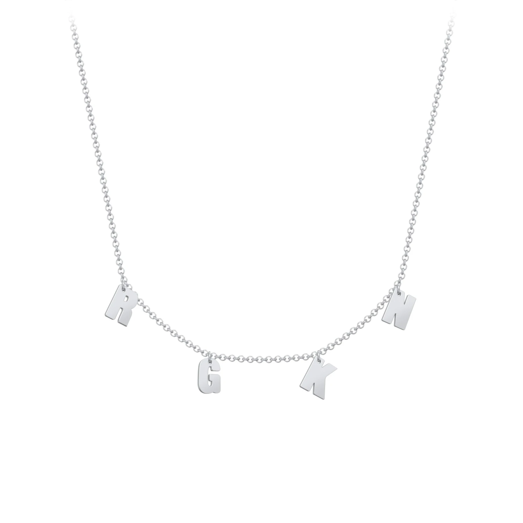 Initial Necklace with 4 Letters - Modern