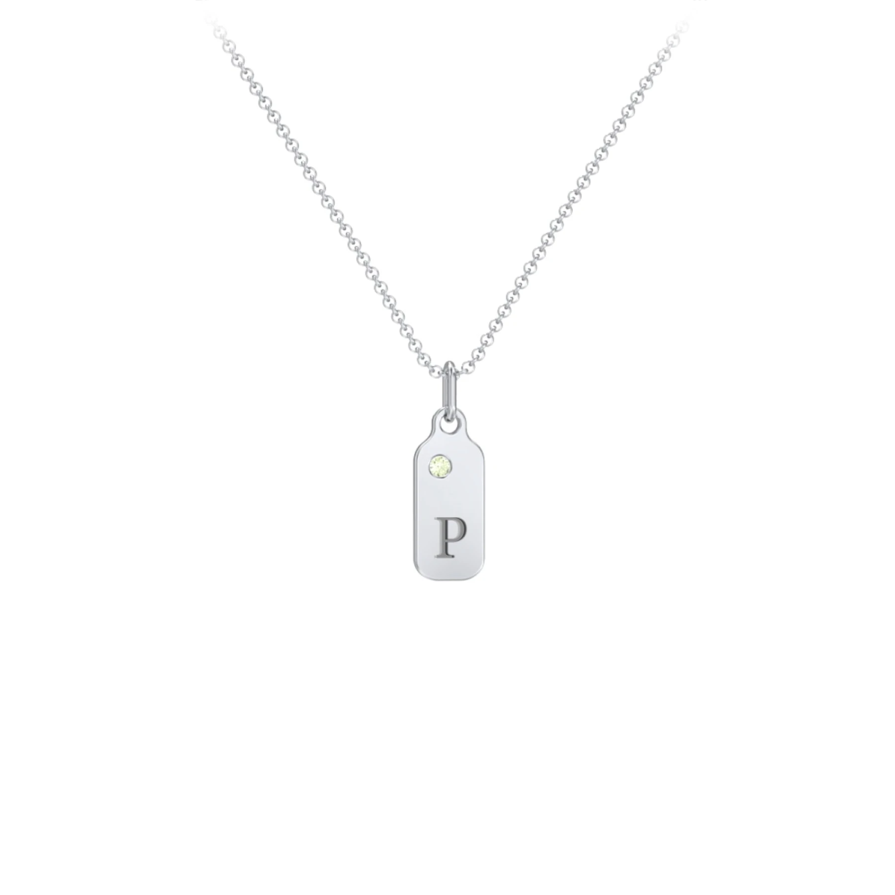 Duchess Dog Tag Initial Necklace with Birthstone