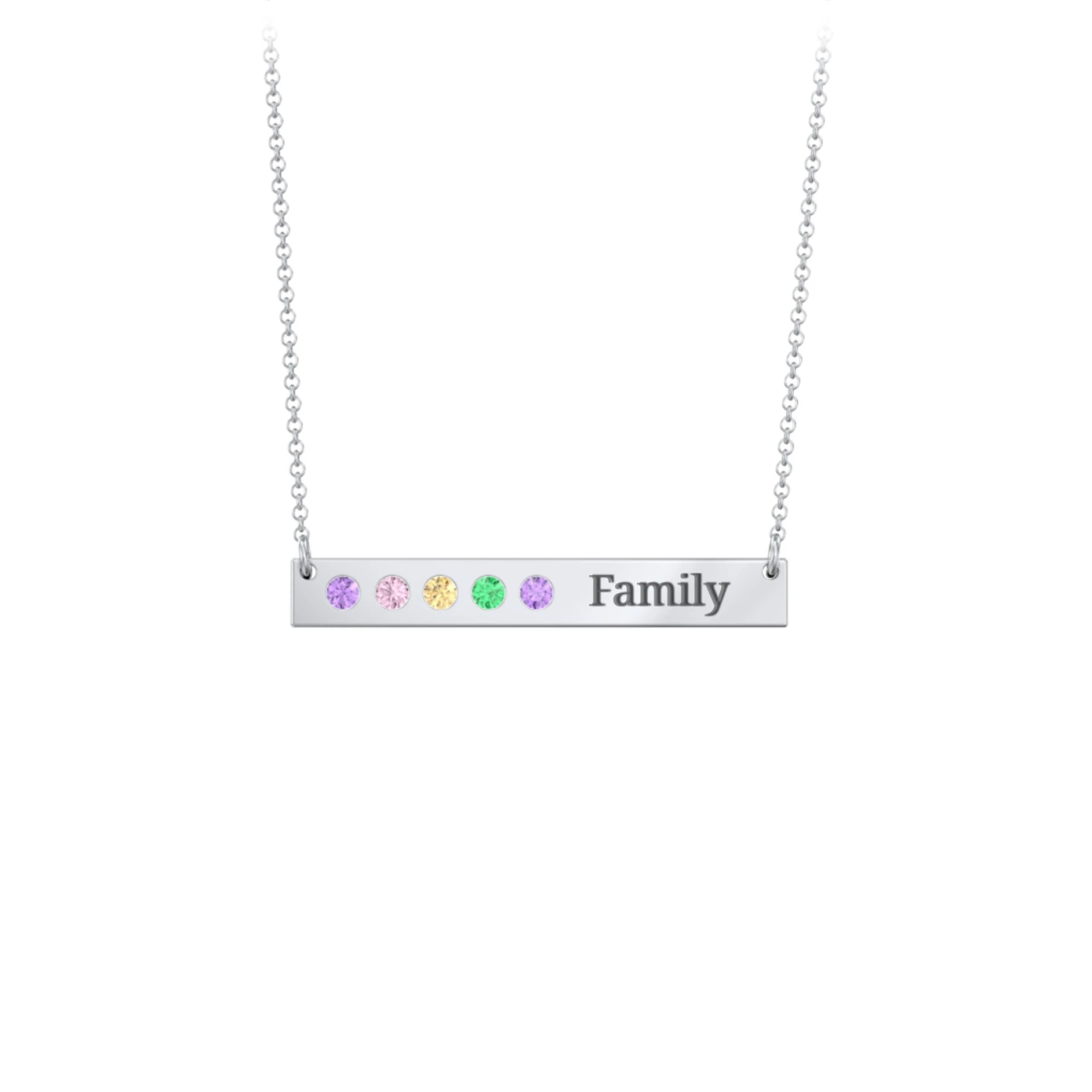 5 Engravable Birthstone Bar Necklace