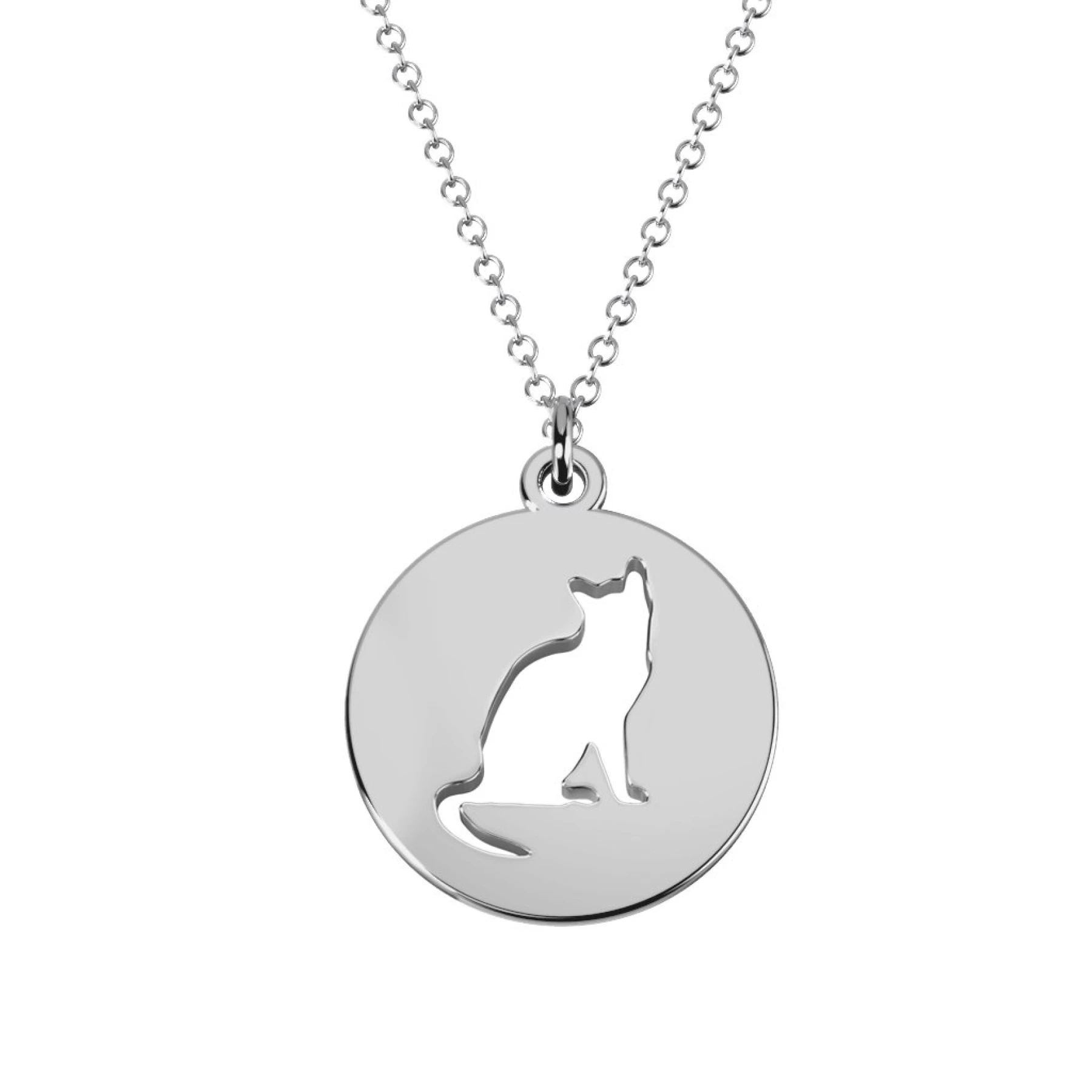 Cute Cat Cutout Disc Necklace - view 1