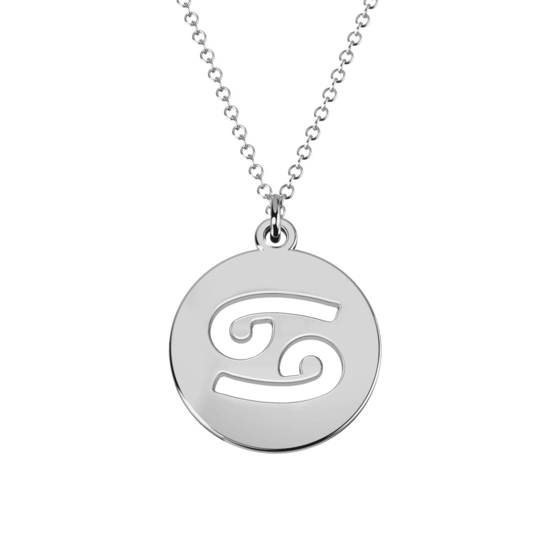 Cancer Zodiac Symbol Cutout Disc Necklace