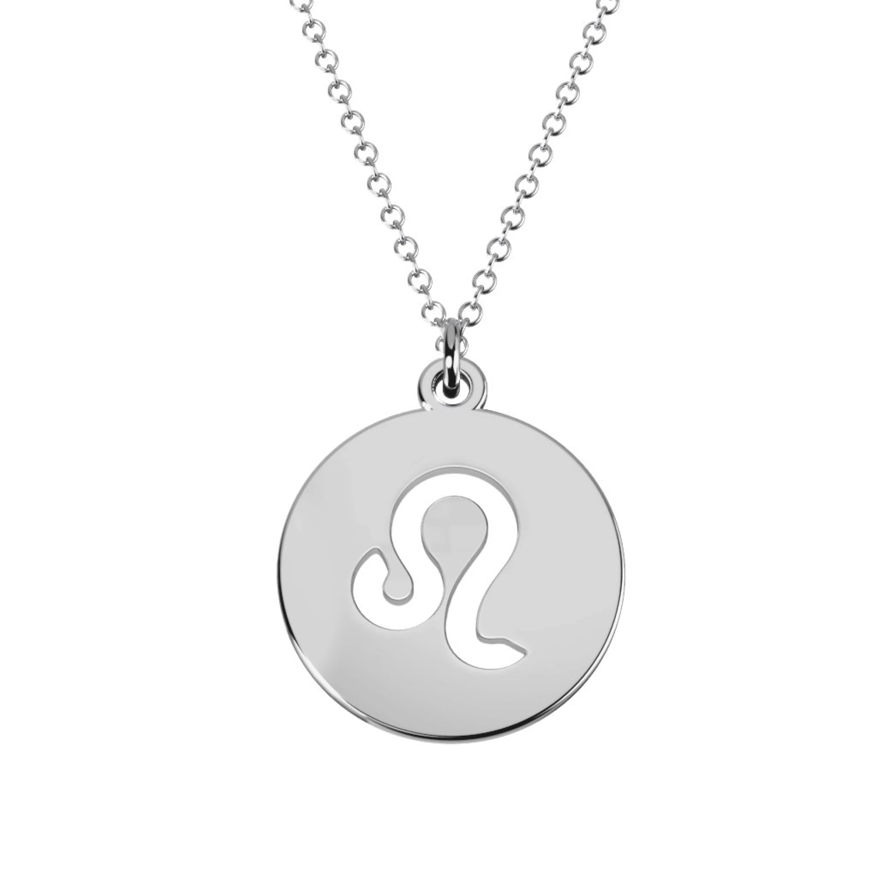 Leo Zodiac Symbol Cutout Disc Necklace - view 1
