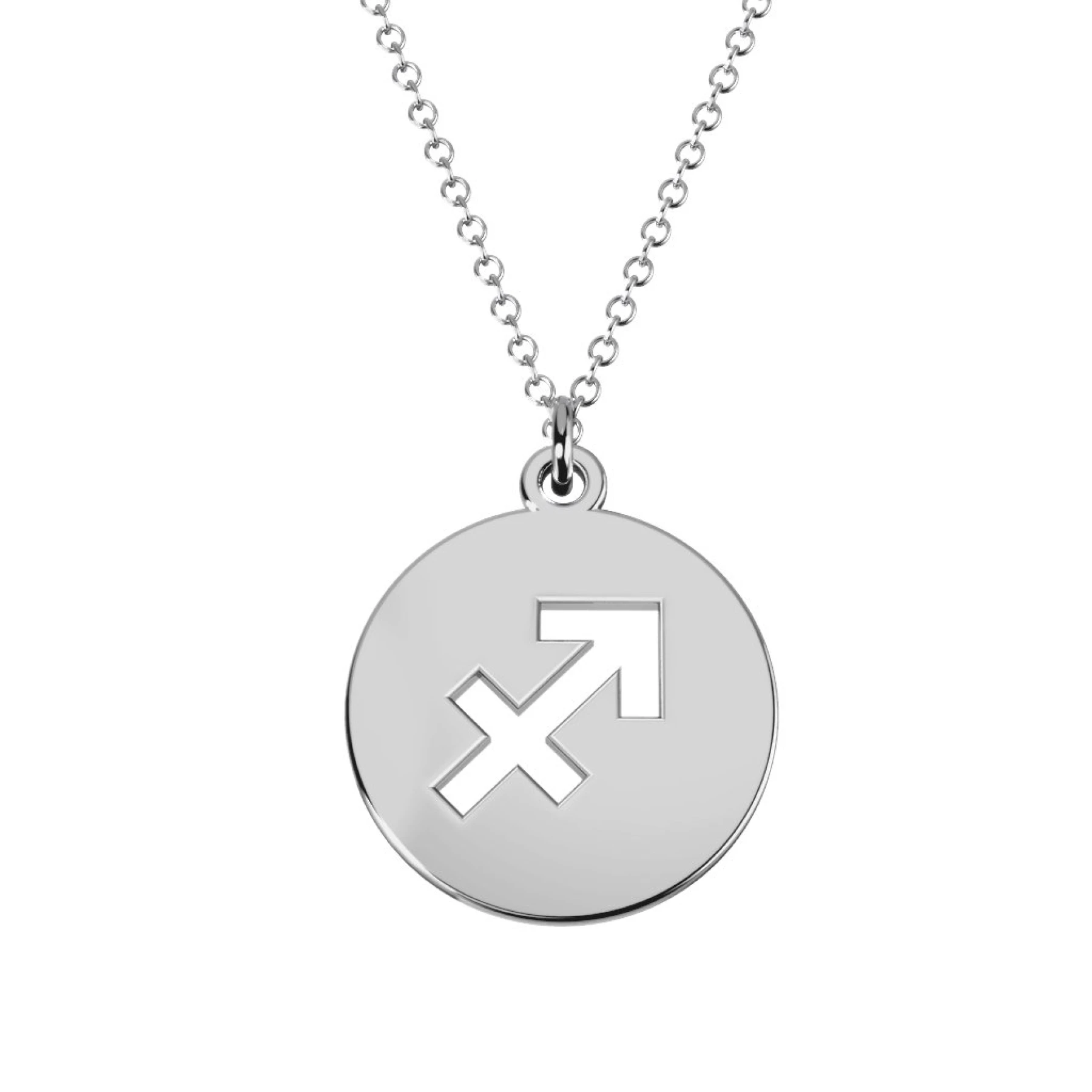Sagittarius Zodiac Symbol Cutout Disc Necklace - view 1