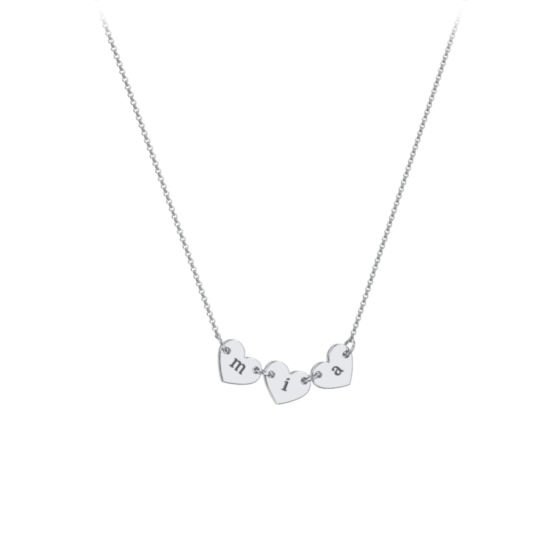 Engravable Initial 3 Heart Necklace
