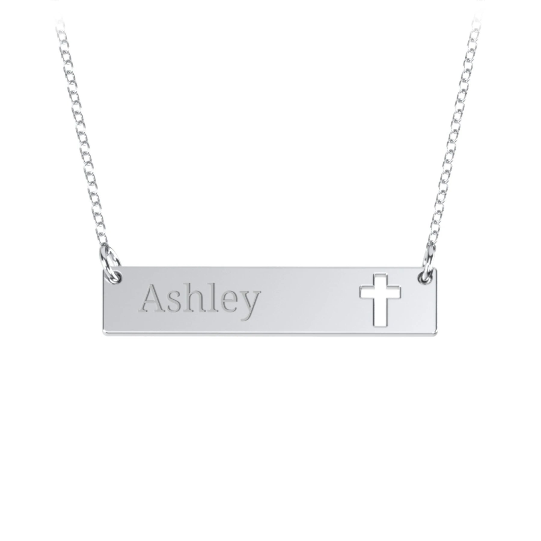 Engravable Bar Pendant with Cross Cutout