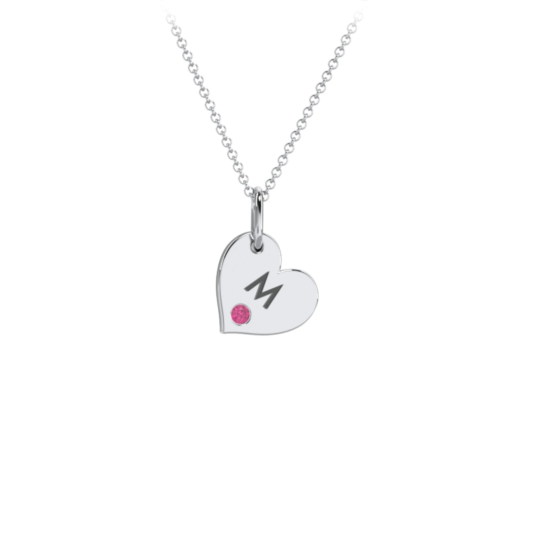 Engravable Sideways Heart Necklace with Birthstone - view 1