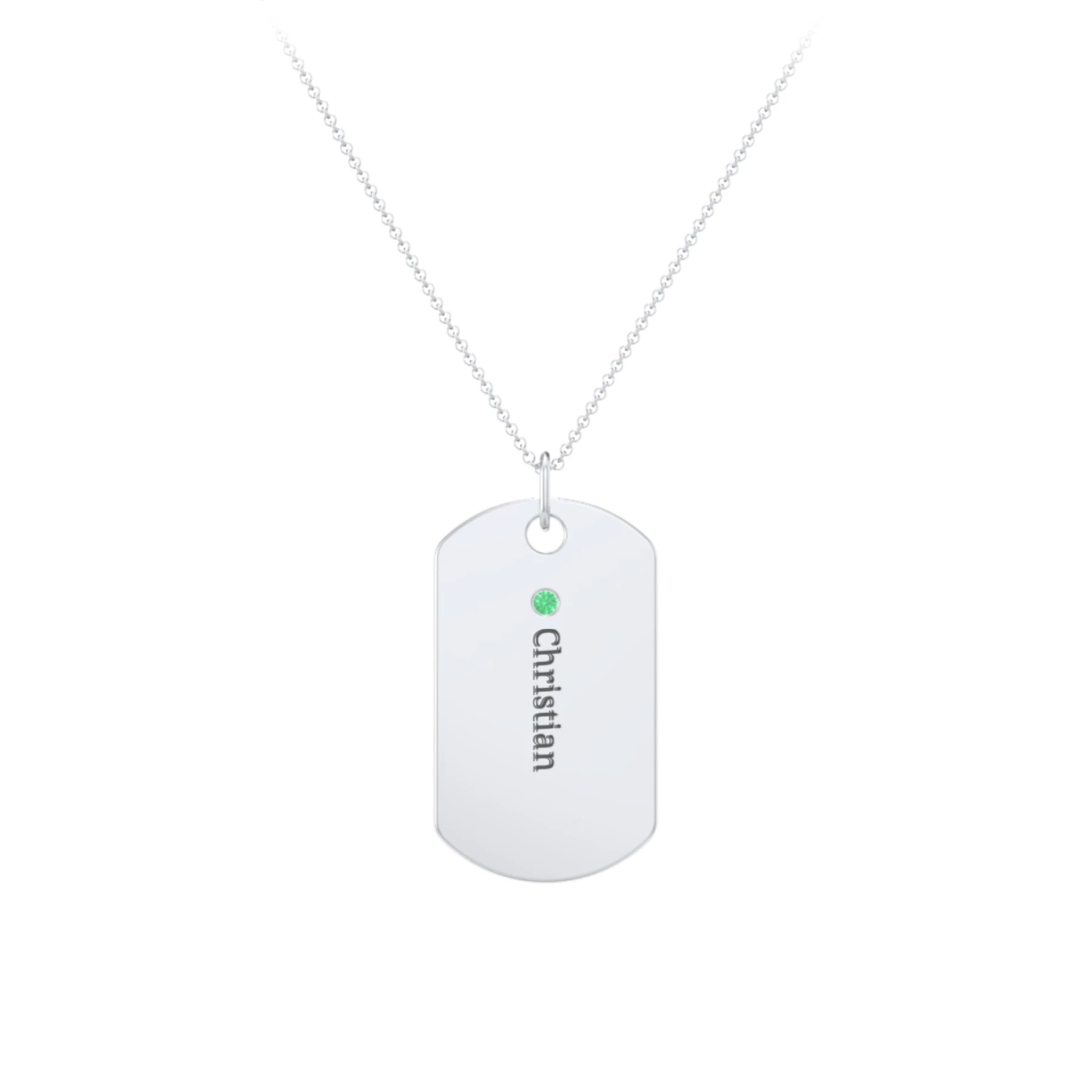 Engravable Dog Tag Necklace with 1 Birthstone