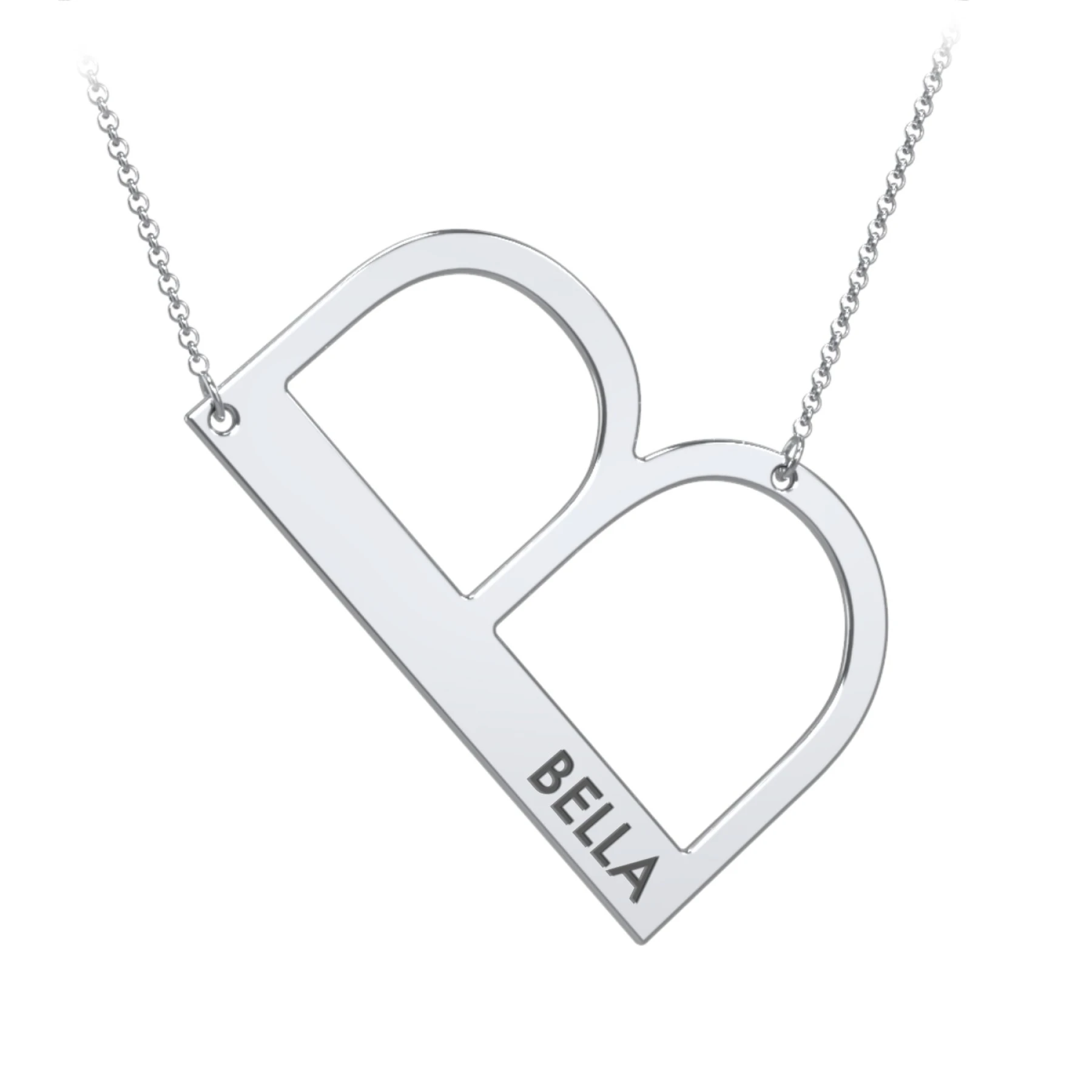 Engravable Asymmetrical Initial Necklace - B