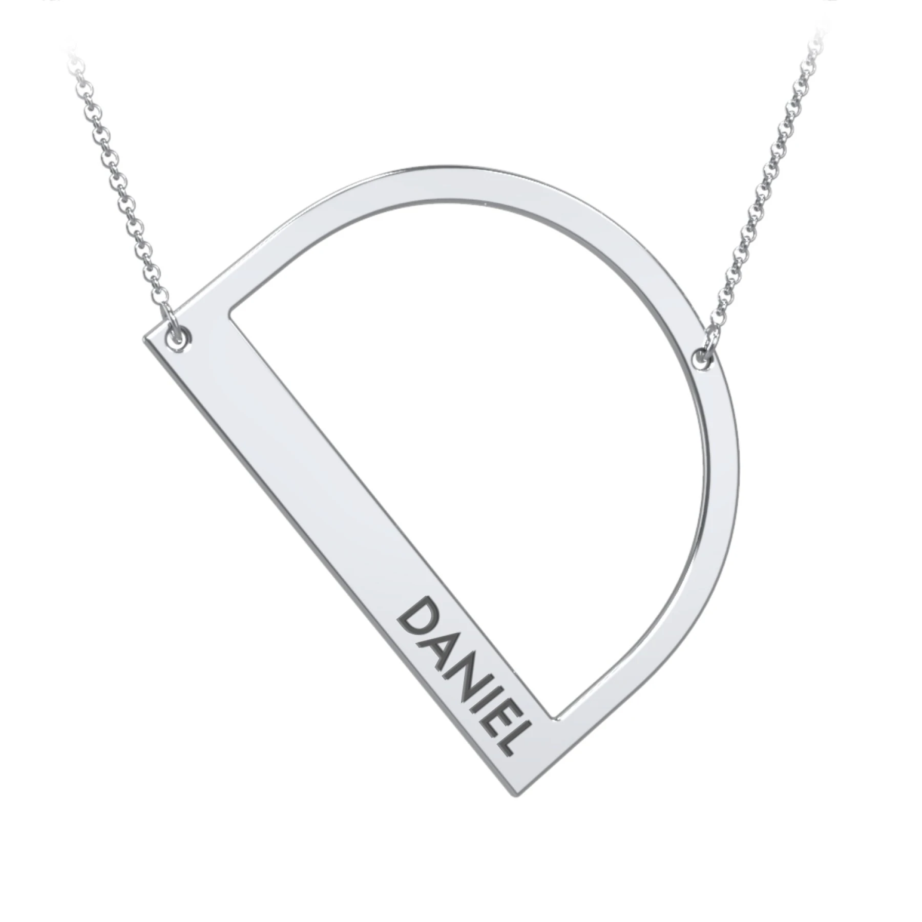 Engravable Asymmetrical Initial Necklace - D