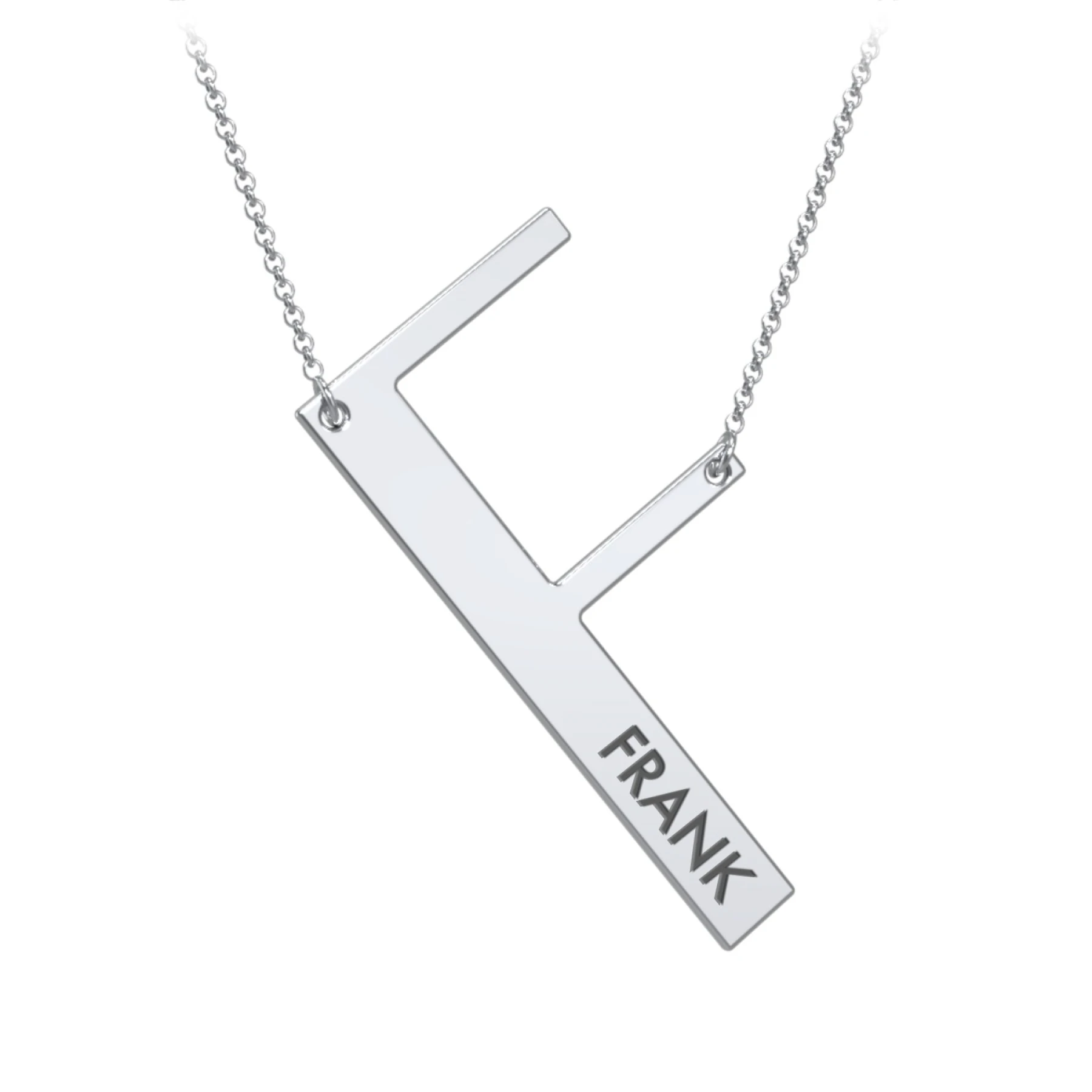 Engravable Asymmetrical Initial Necklace - F