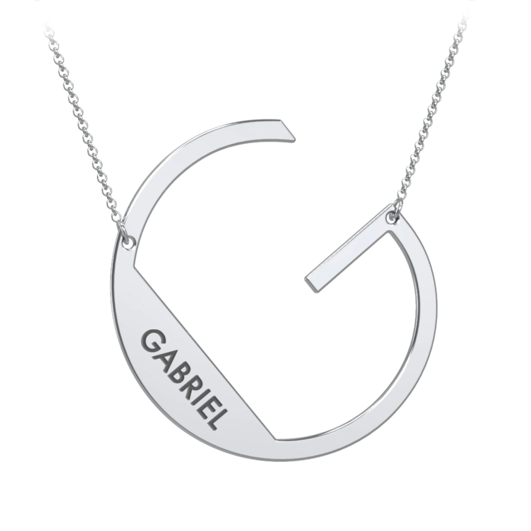 Engravable Asymmetrical Initial Necklace - G