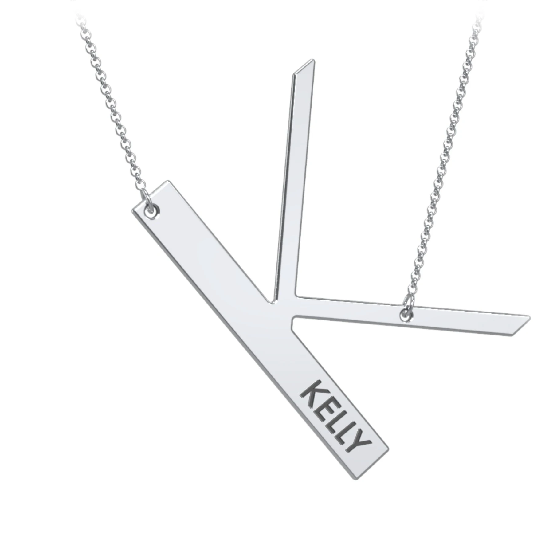 Engravable Asymmetrical Initial Necklace - K