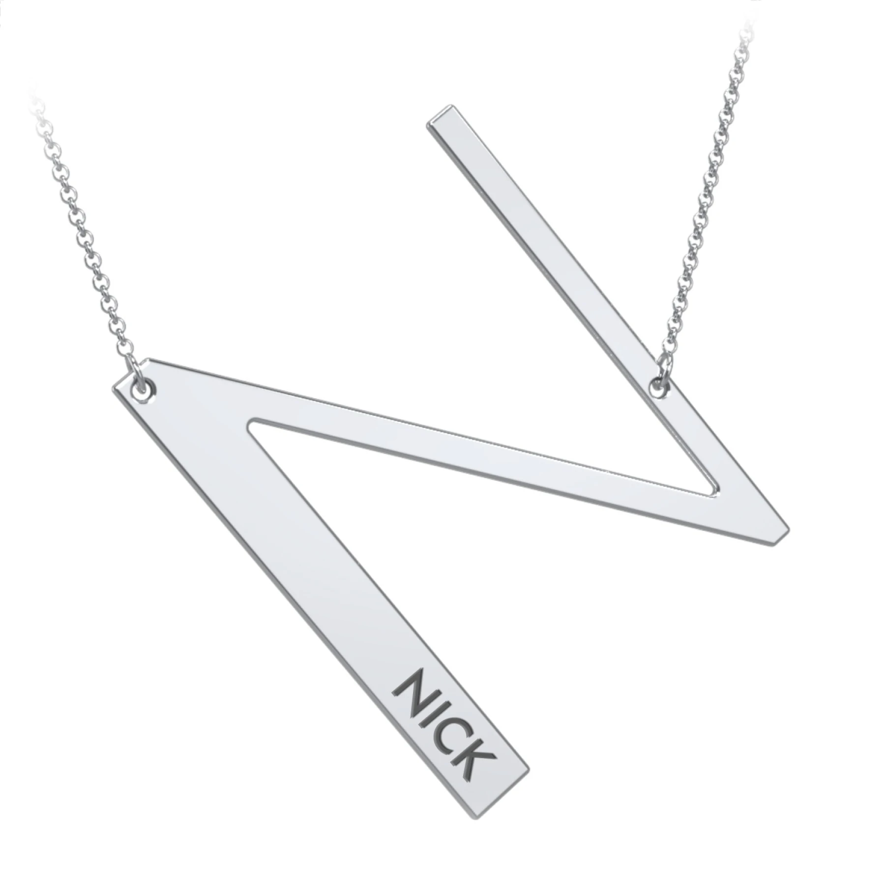Engravable Asymmetrical Initial Necklace - N