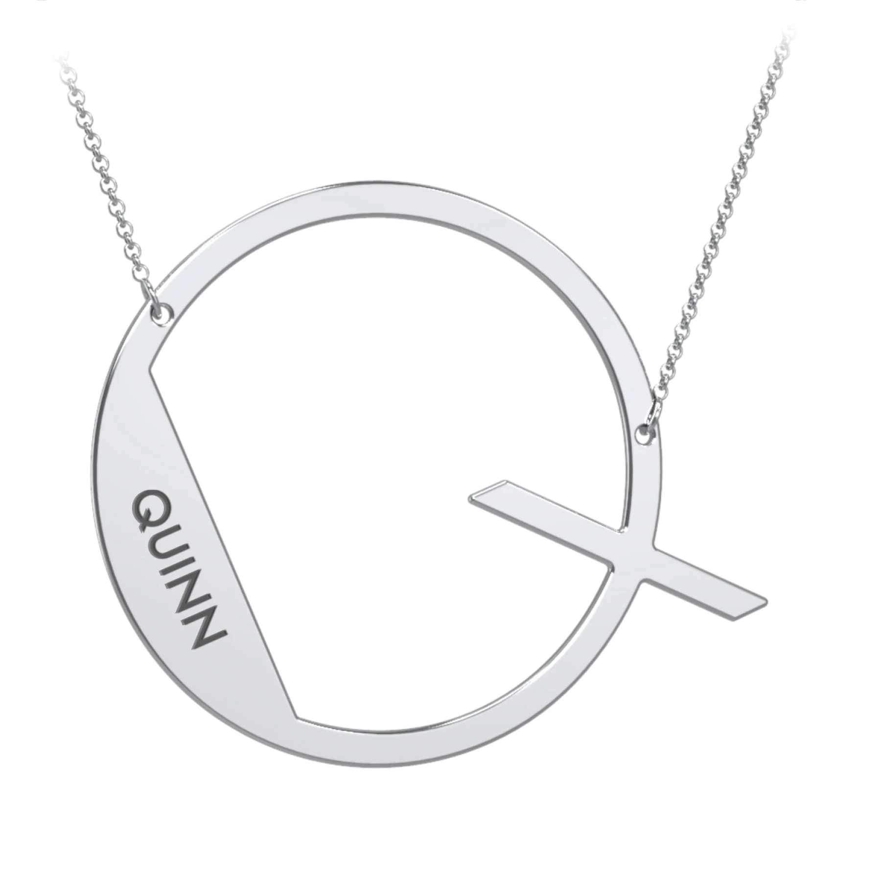 Engravable Asymmetrical Initial Necklace - Q