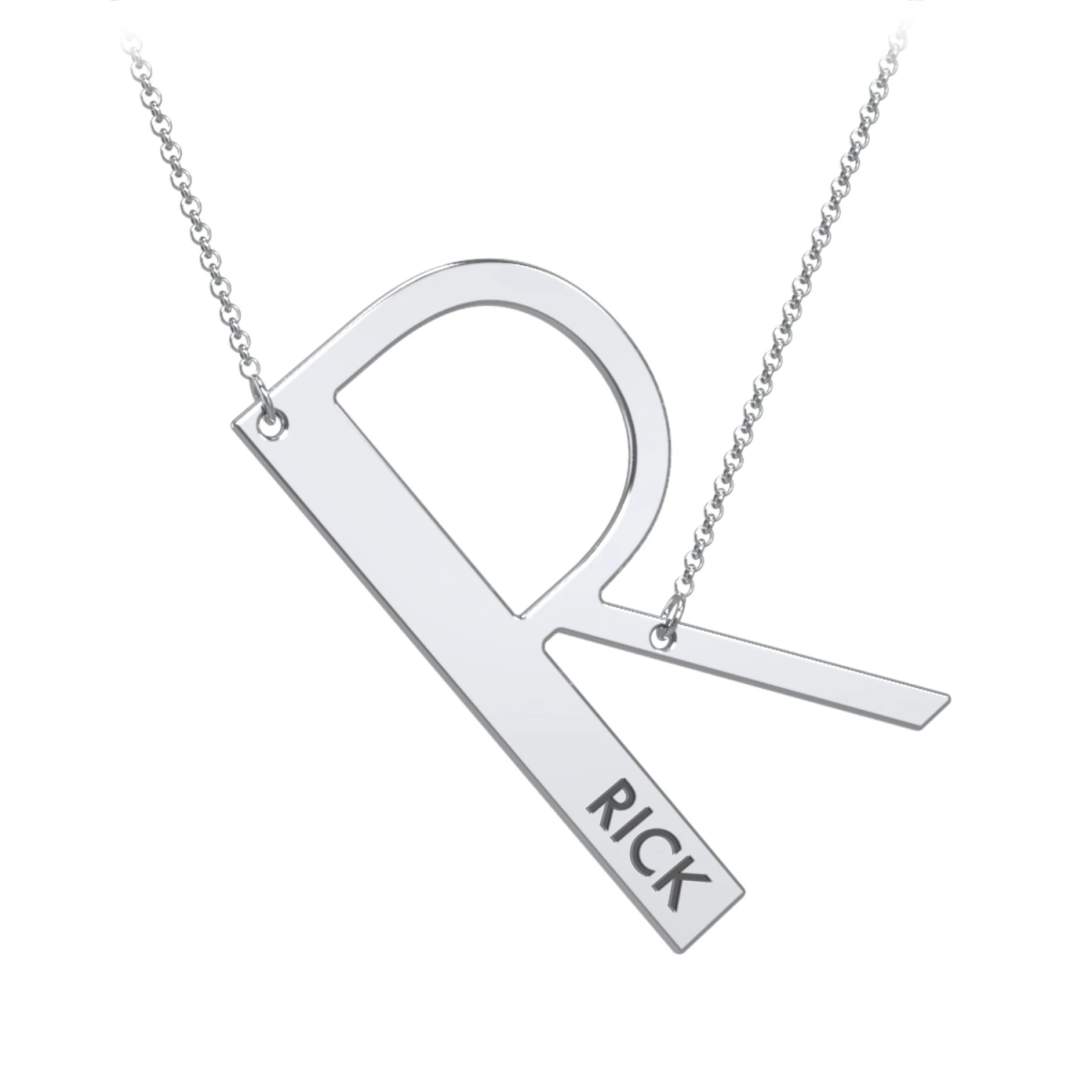 Engravable Asymmetrical Initial Necklace - R