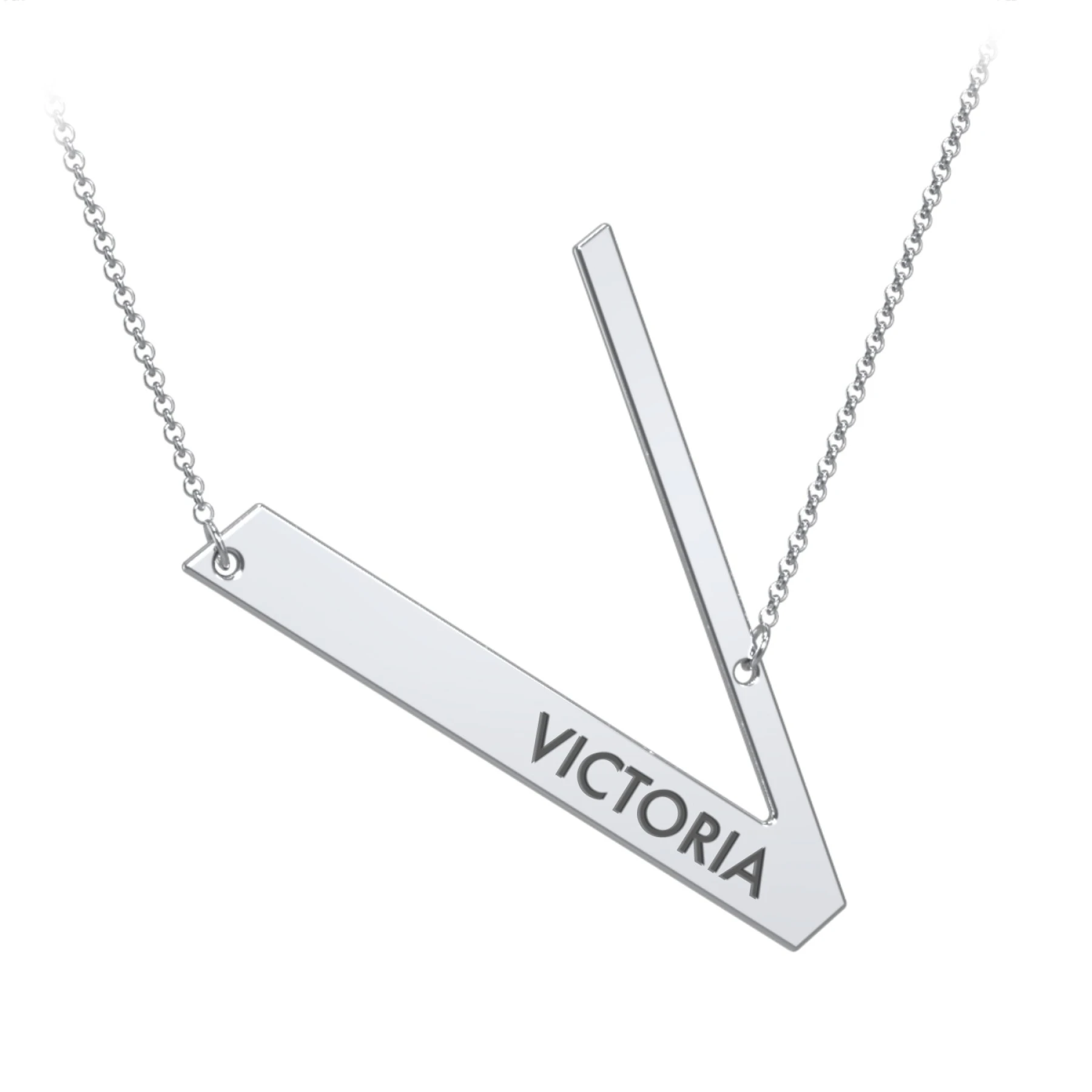 Engravable Asymmetrical Initial Necklace - V