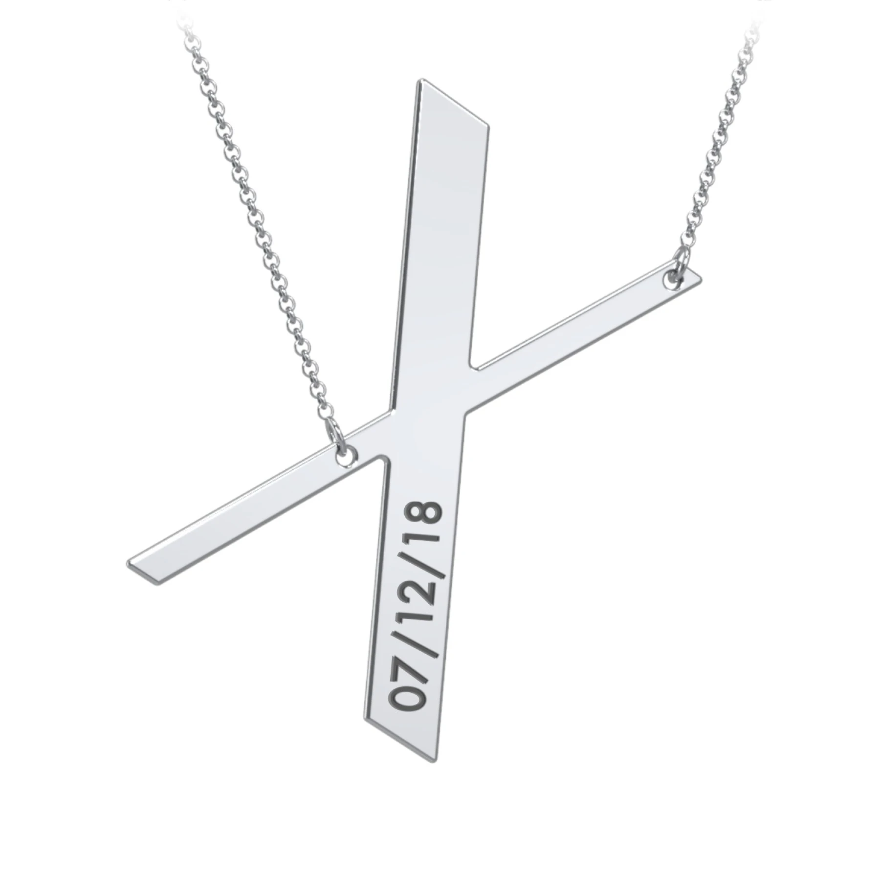 Engravable Asymmetrical Initial Necklace - X