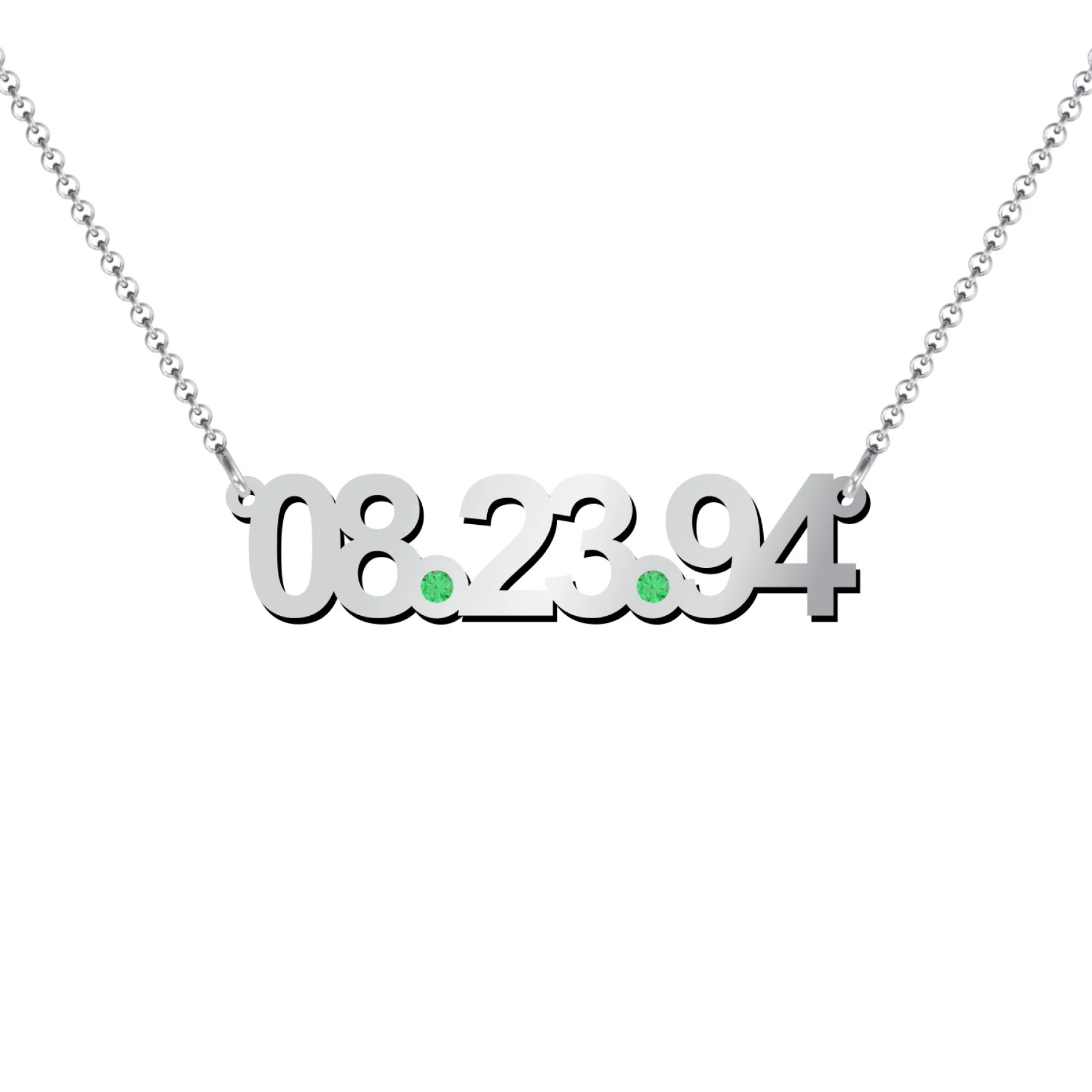 Date Necklace with Birthstones - view 1