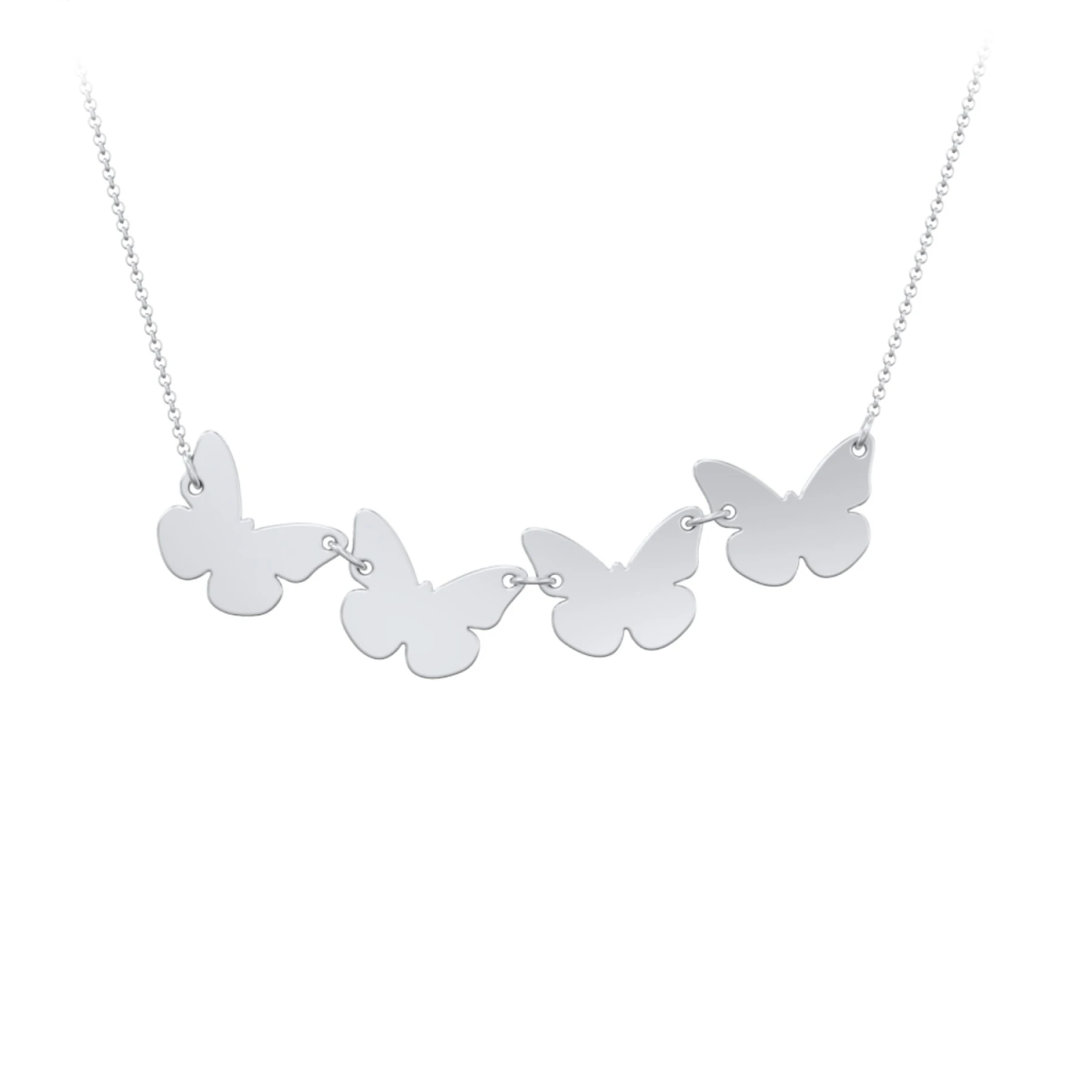 Engravable 4 Butterfly Charms Necklace