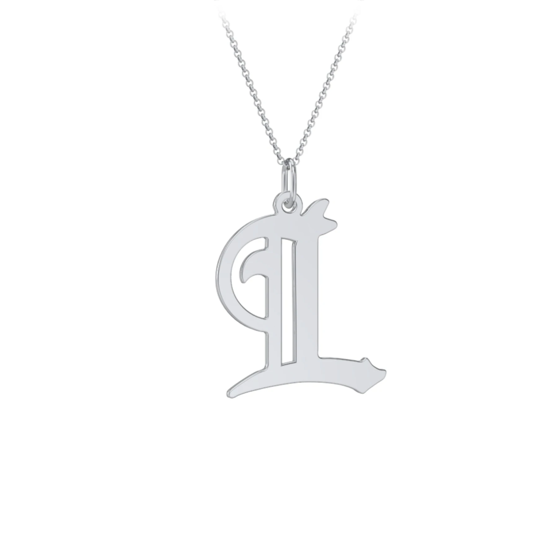 Gothic Initial Pendant Necklace - L - view 1